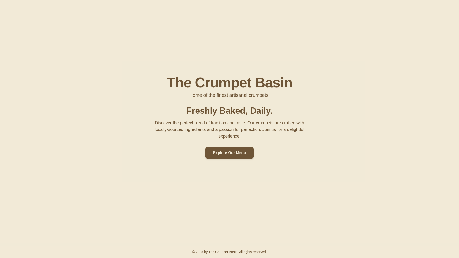 website screenshot of https://thecrumpetbasin.com/