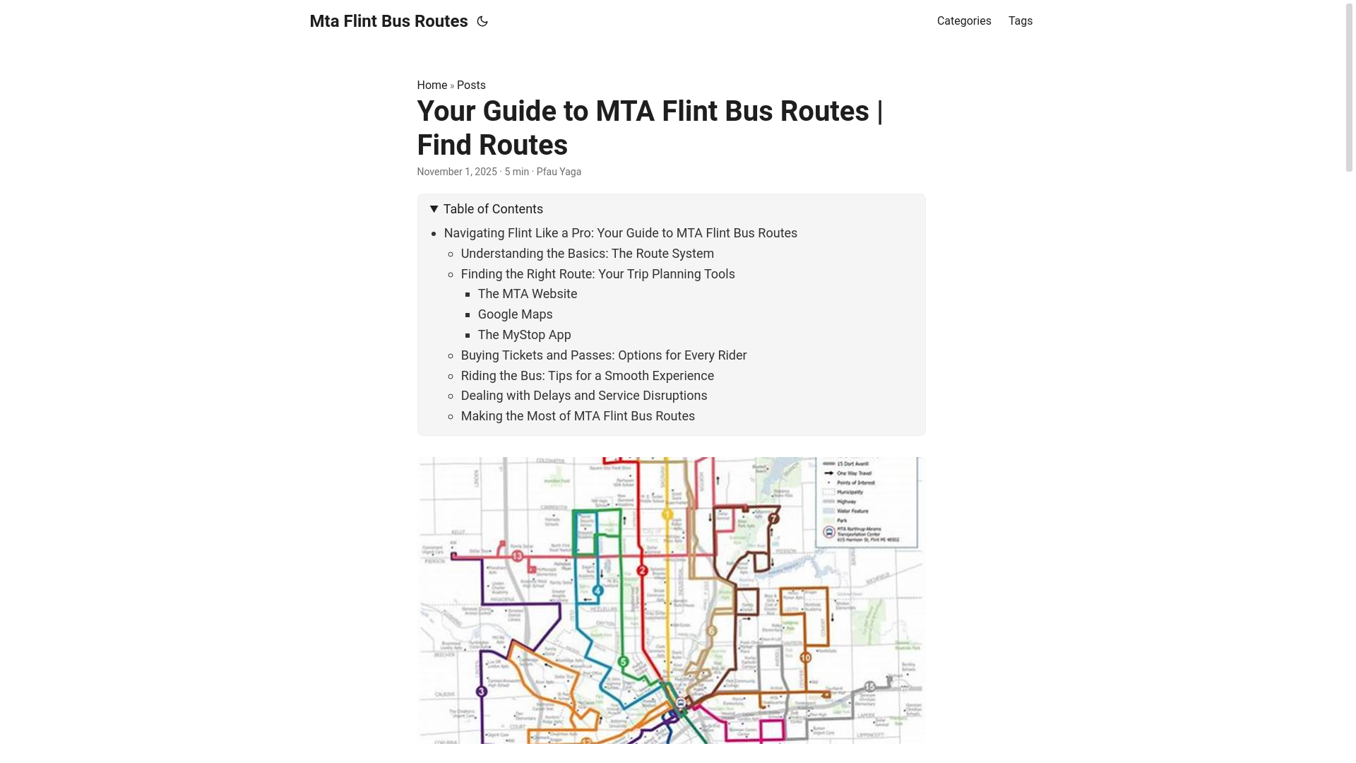 website screenshot of https://mta-flint-bus-routes.pages.dev/