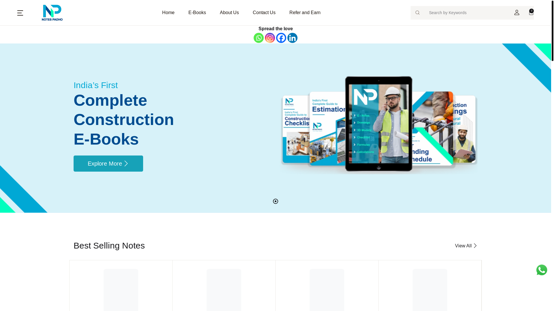 website screenshot of https://notespadho.com/?