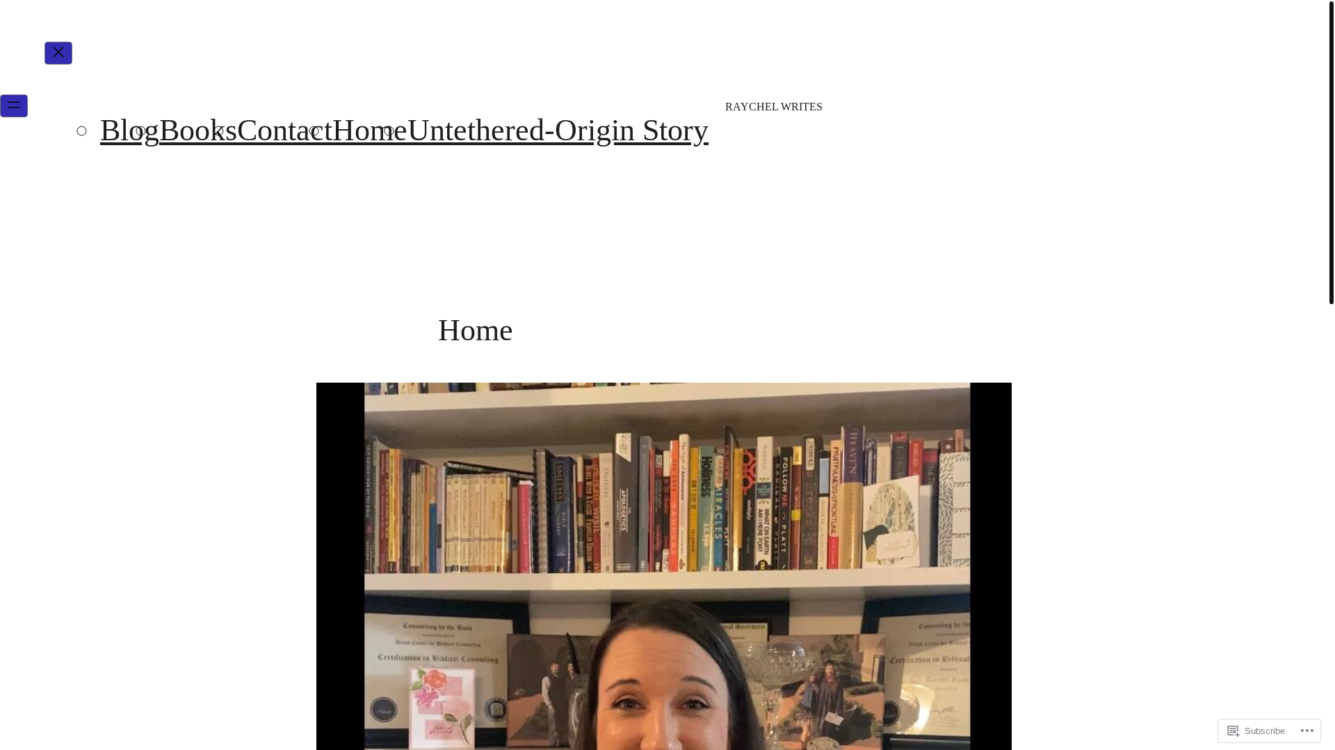 website screenshot of https://raychelwrites.com/