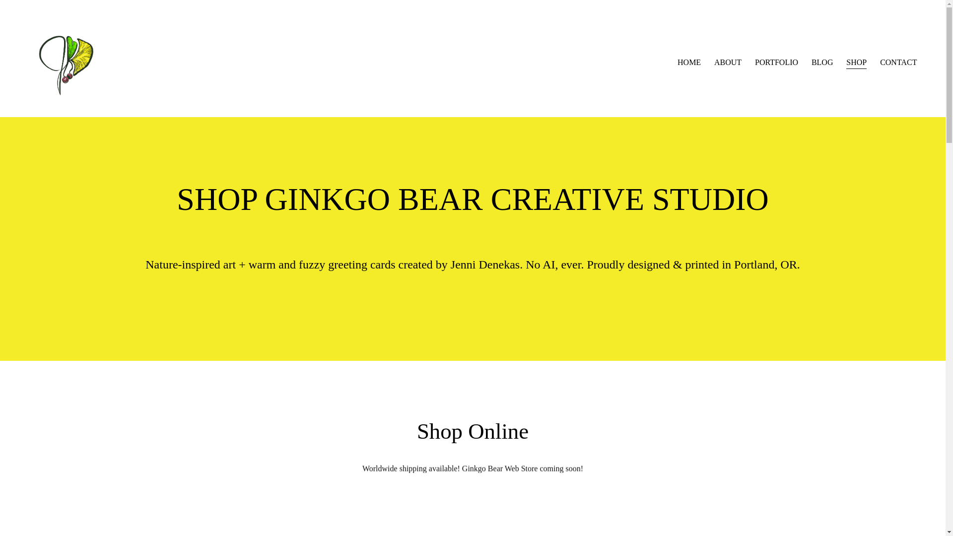 website screenshot of https://ginkgobearcreativestudio.org/