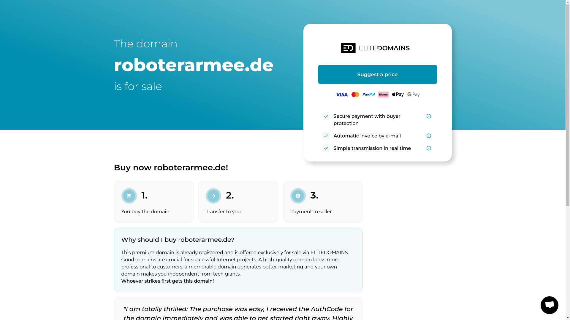 website screenshot of https://roboterarmee.de/