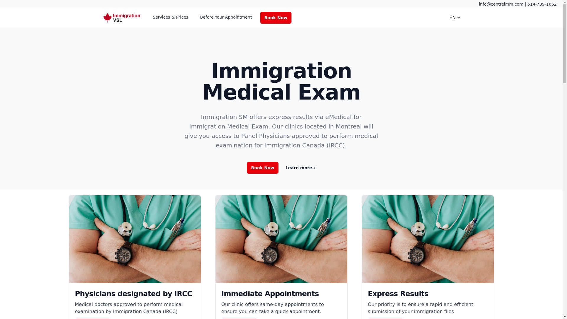 website screenshot of https://centreimm.ca/