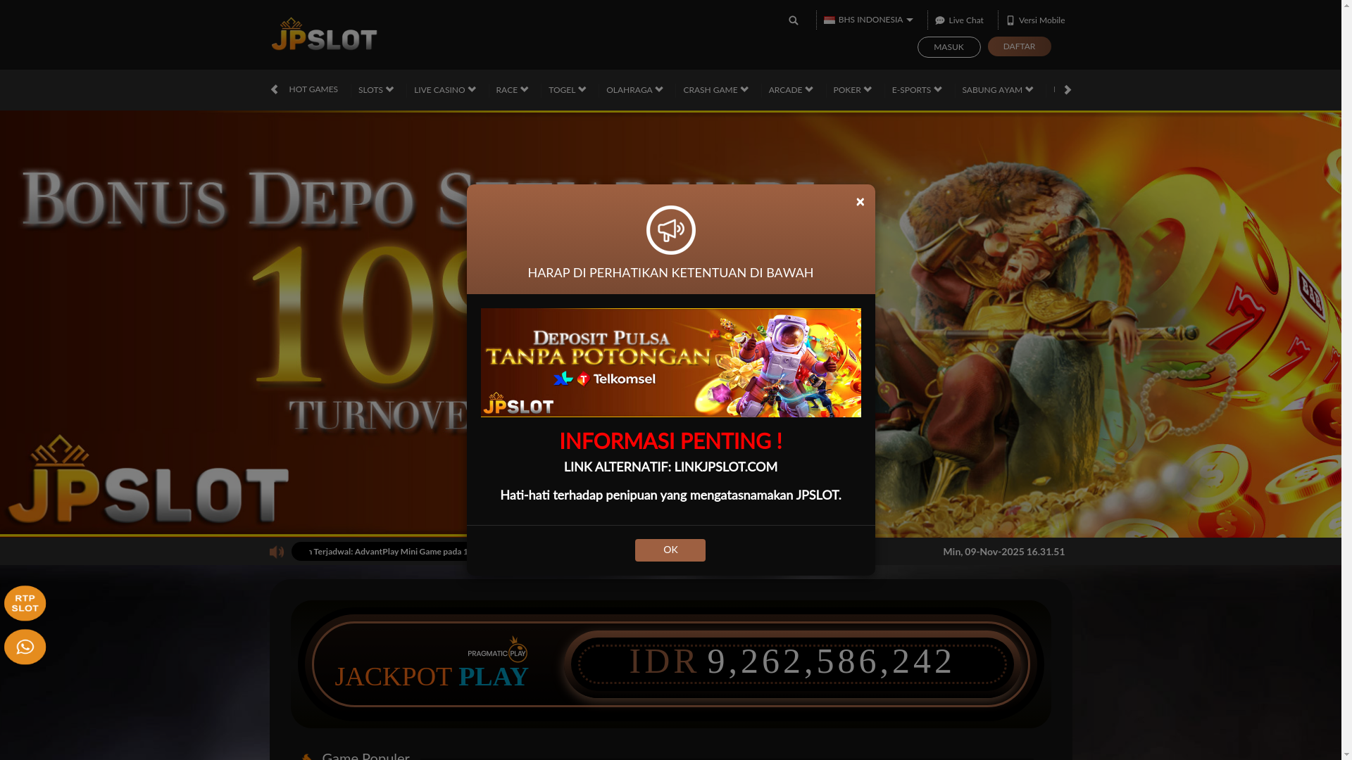 website screenshot of https://jpslot3.site/