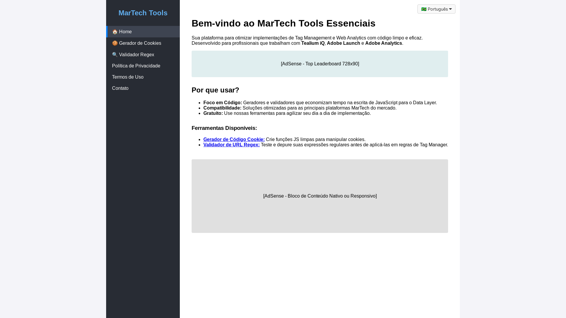 website screenshot of https://martechtools.com.br/