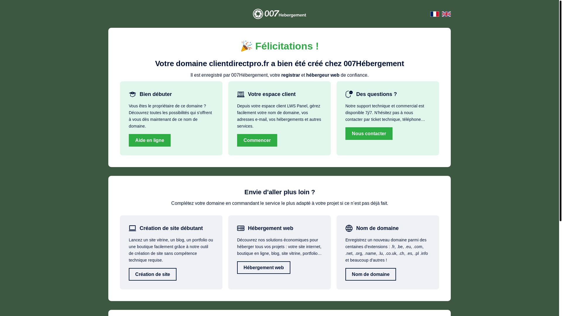 website screenshot of https://clientdirectpro.fr/