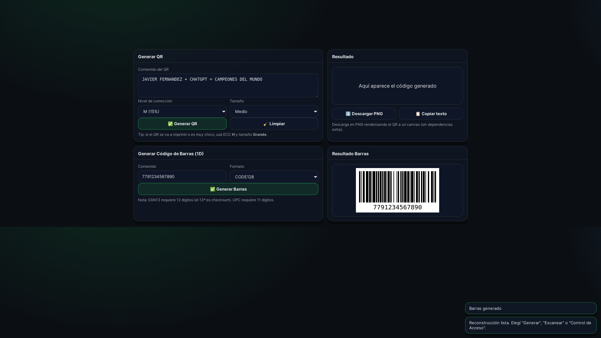 website screenshot of https://accesos-lector.pages.dev/