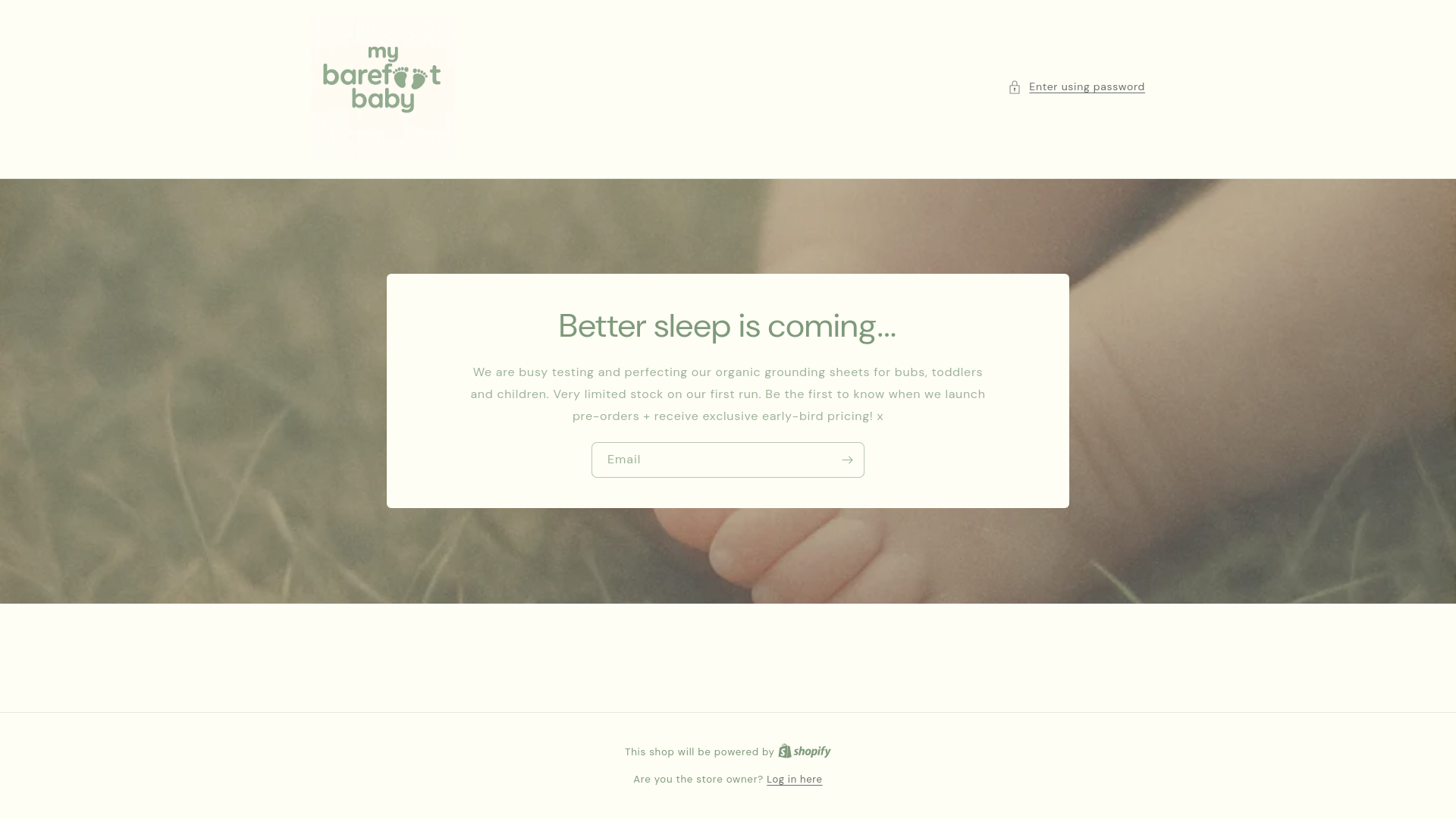 website screenshot of https://mybarefootbaby.com.au/