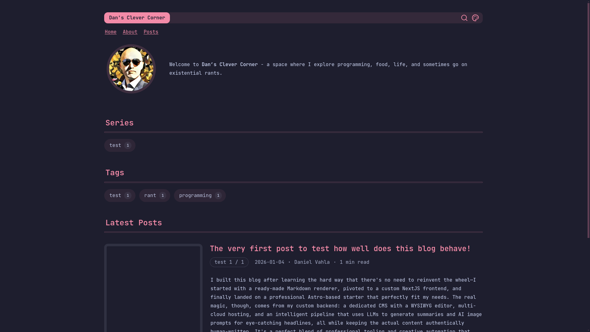 website screenshot of https://dans-clever-corner-dev.pages.dev/
