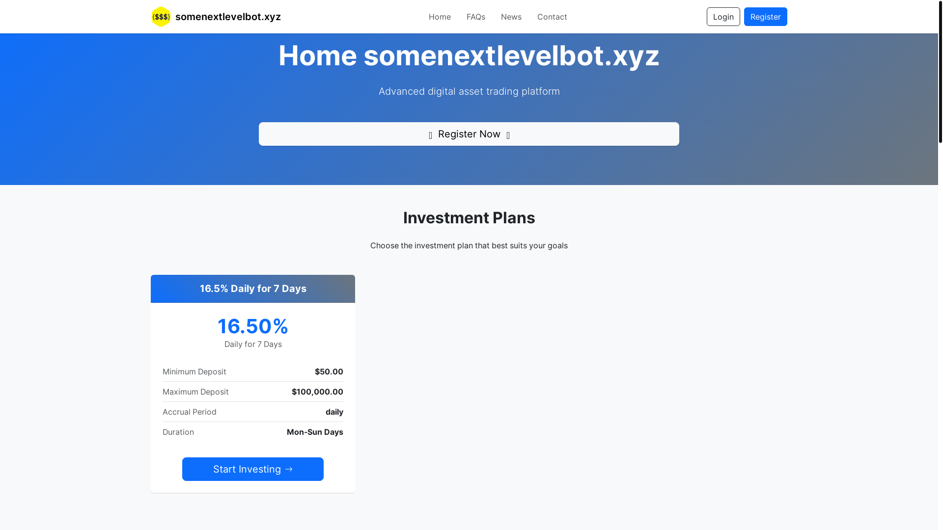 website screenshot of https://somenextlevelbot.xyz/
