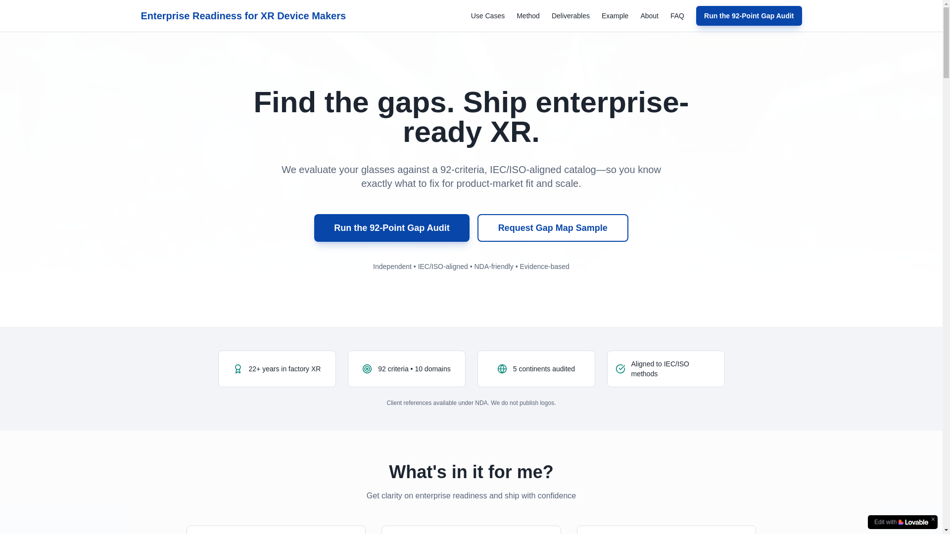 website screenshot of https://ai-xr-readiness.com/
