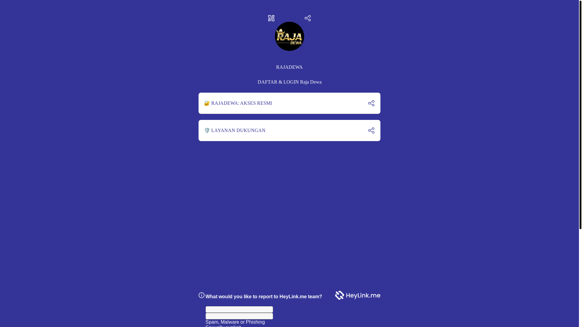 website screenshot of https://rajadewa.link/