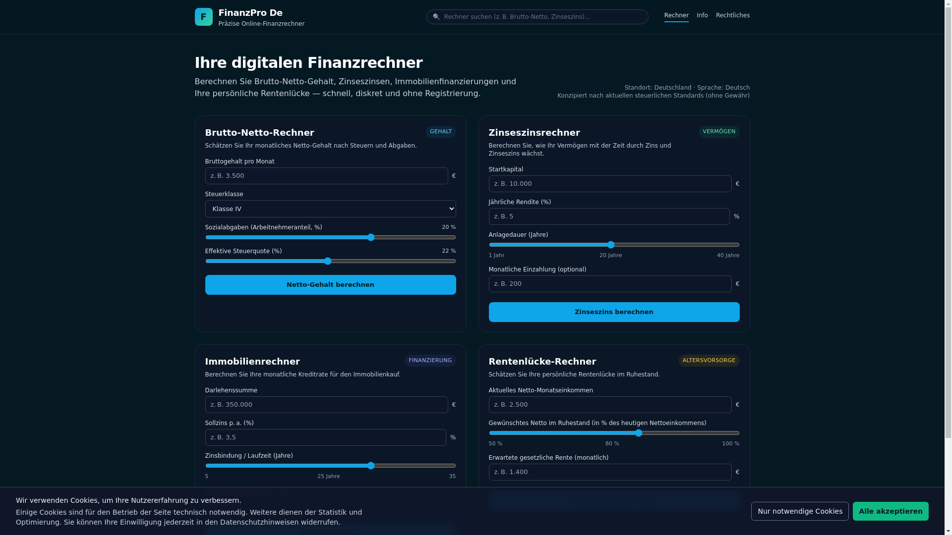website screenshot of https://finanzpro-rechner.pages.dev/