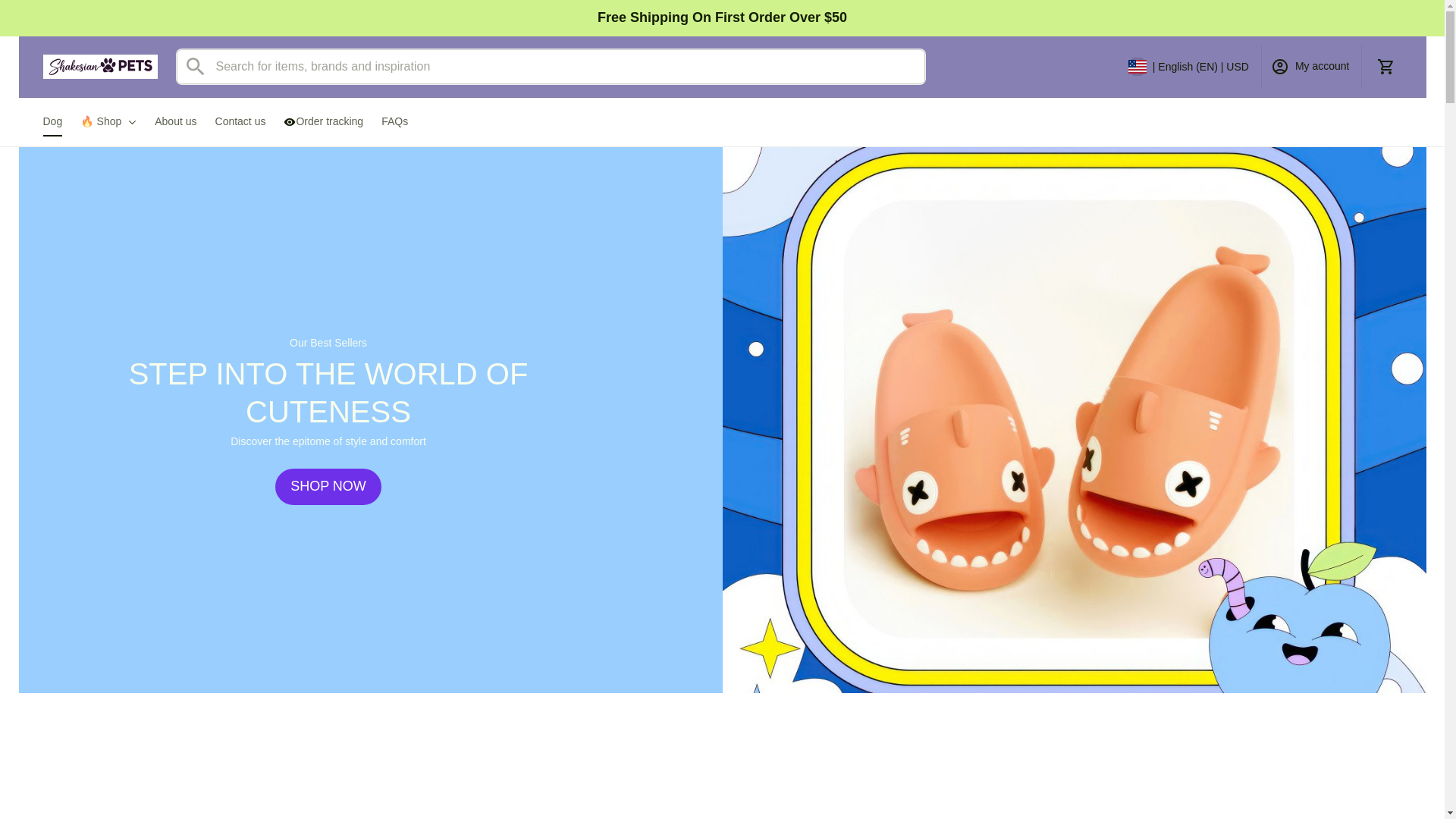 website screenshot of https://shakesianpets.store/