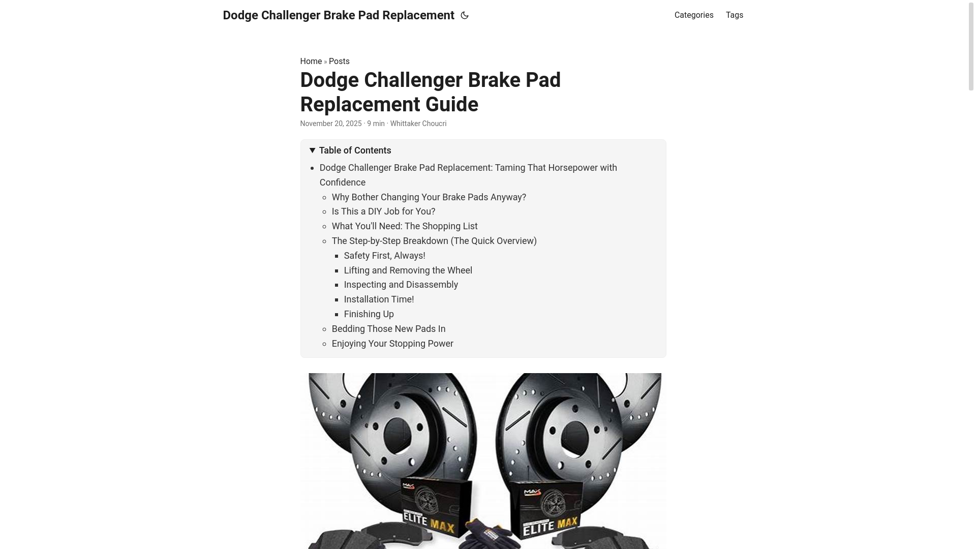 website screenshot of https://dodgechallengerbrakepadreplacement.pages.dev/