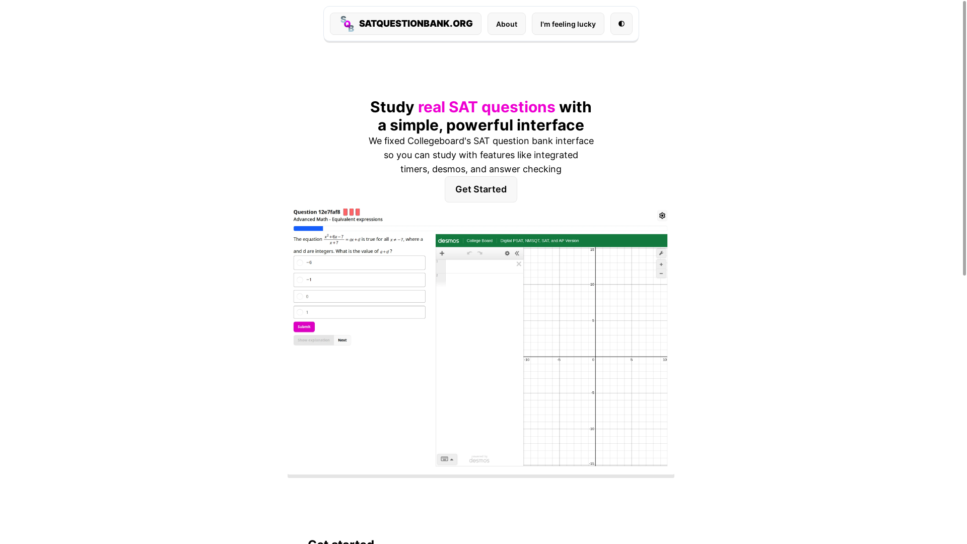 website screenshot of https://satquestionbank.pages.dev/