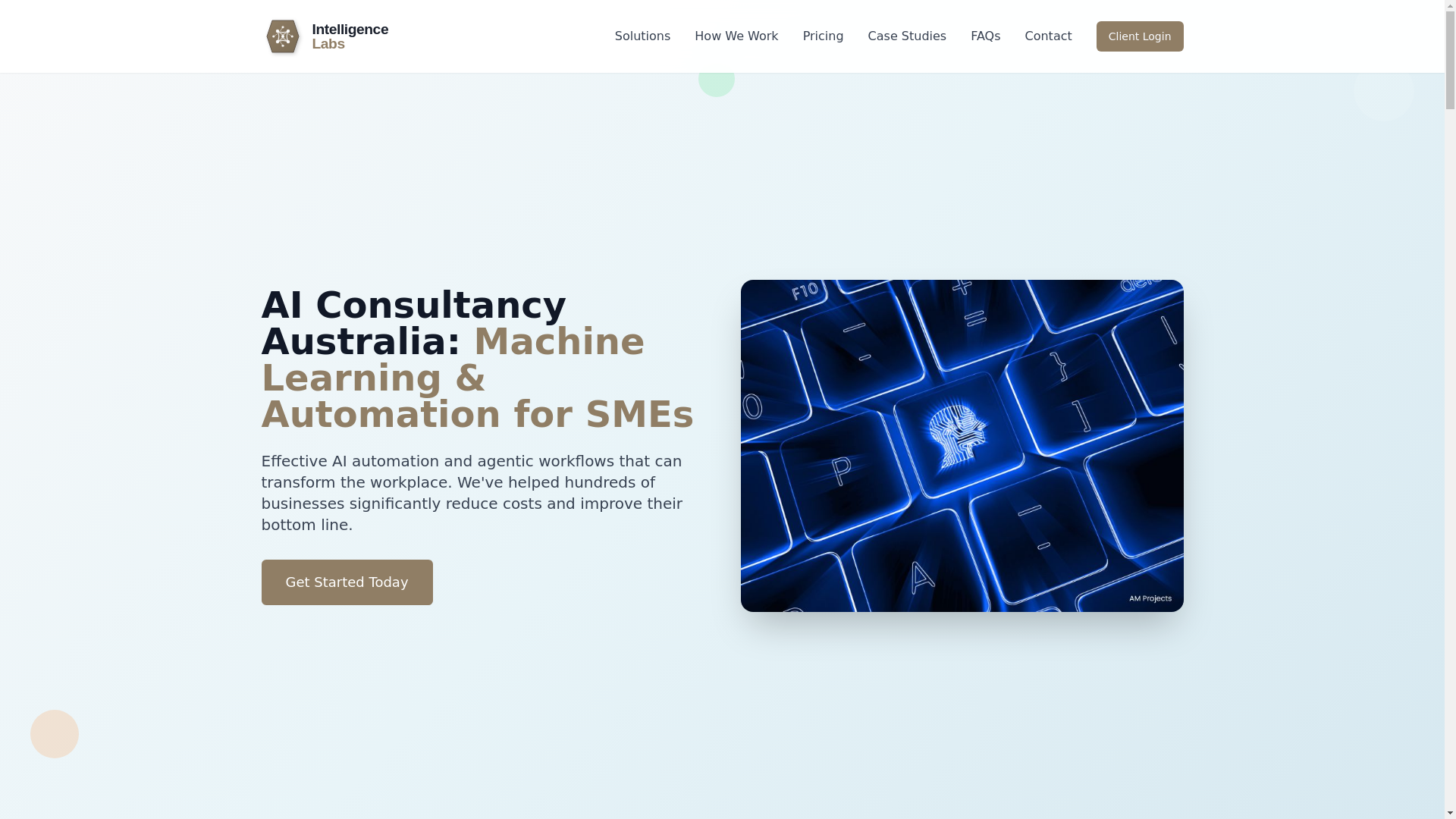 website screenshot of https://intelligencelabs.com.au/