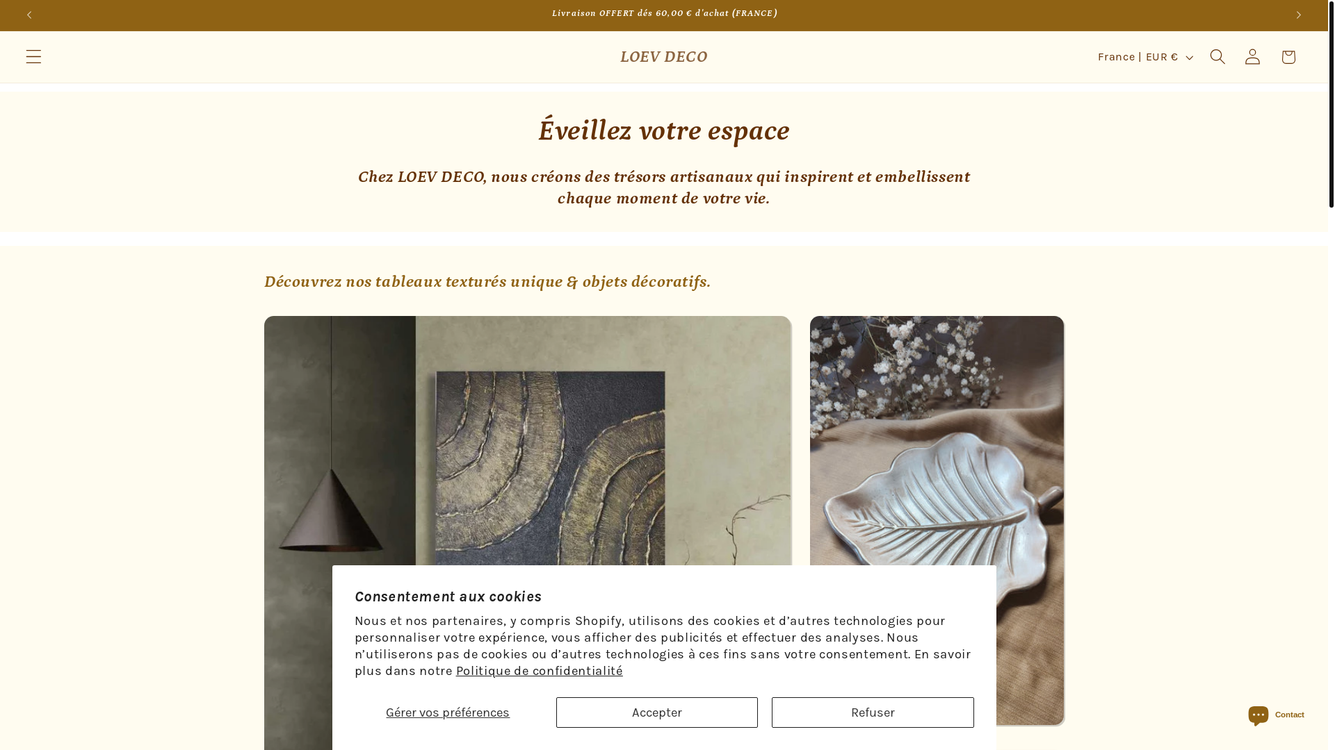 website screenshot of https://loevdeco.com/