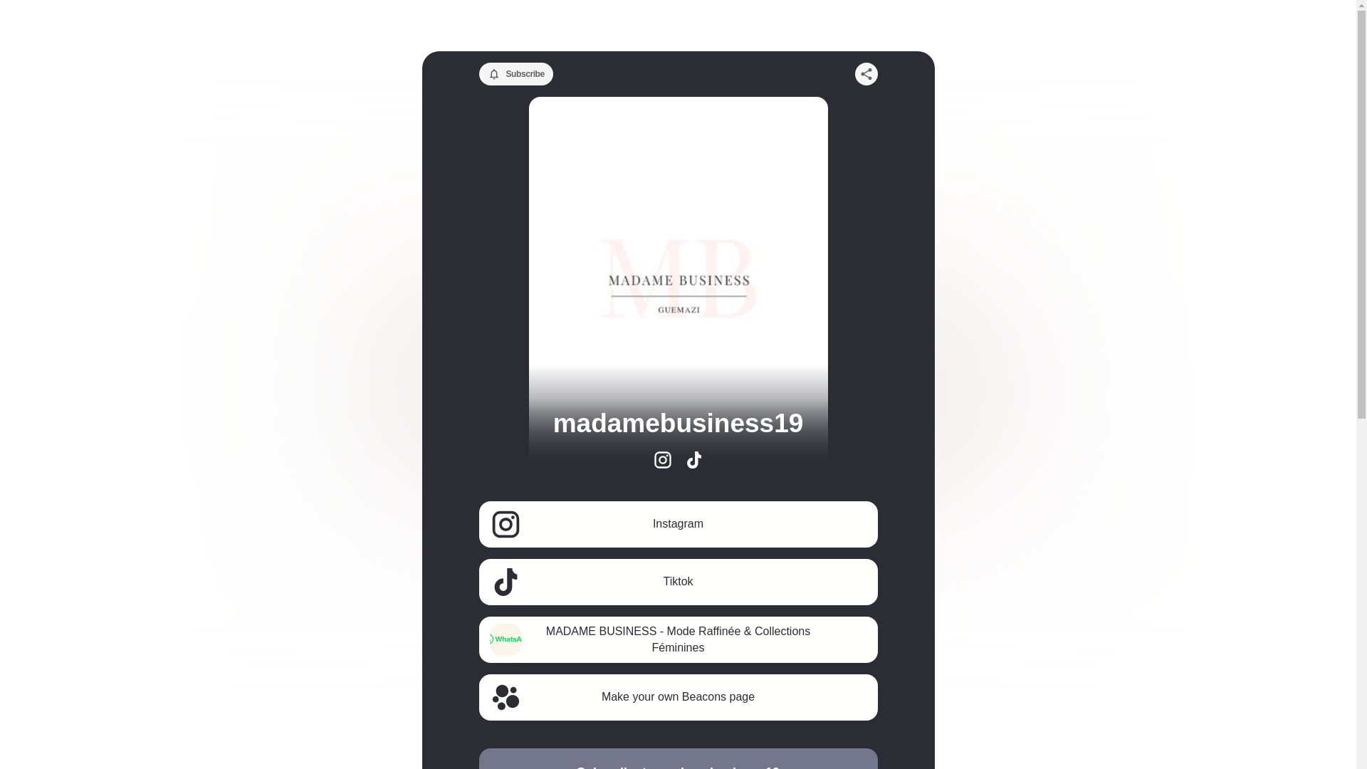 website screenshot of https://madamebusiness19.com/