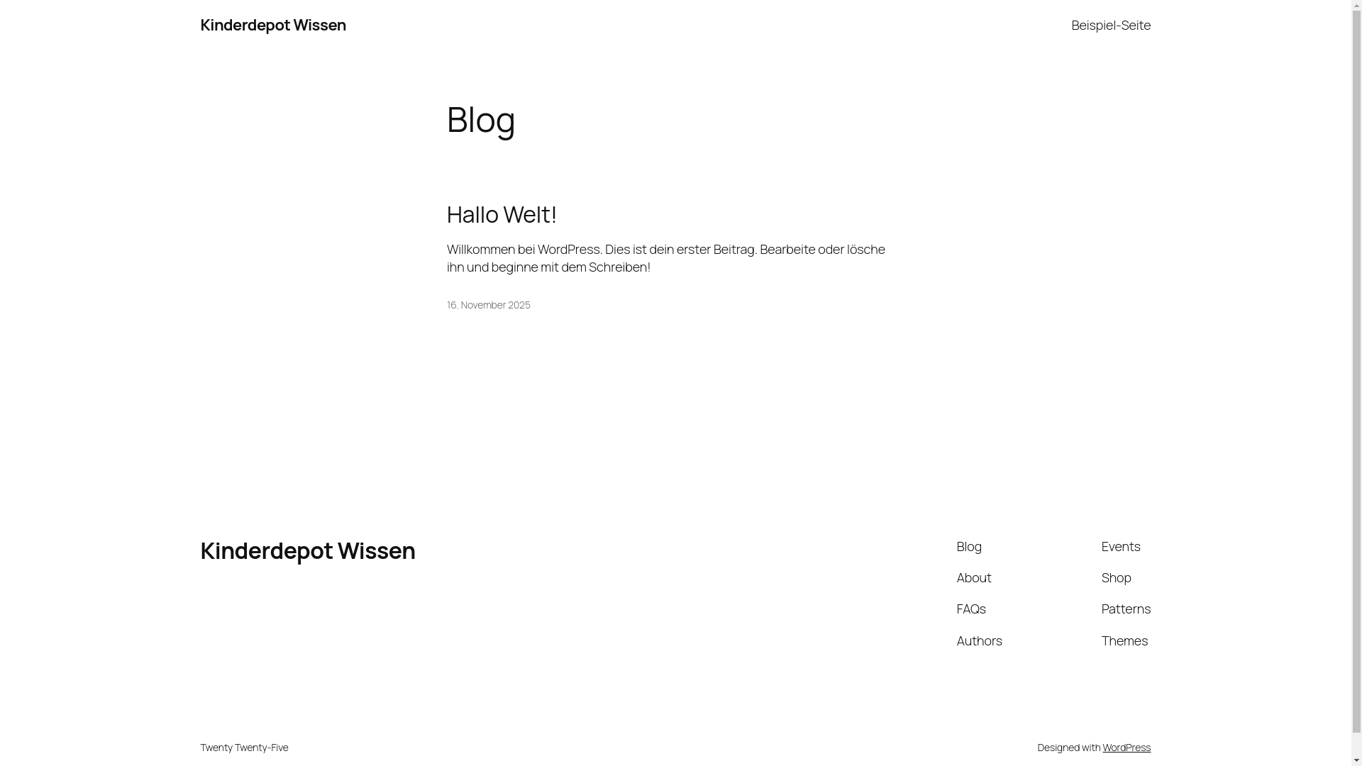 website screenshot of https://kinderdepotwissen.de/