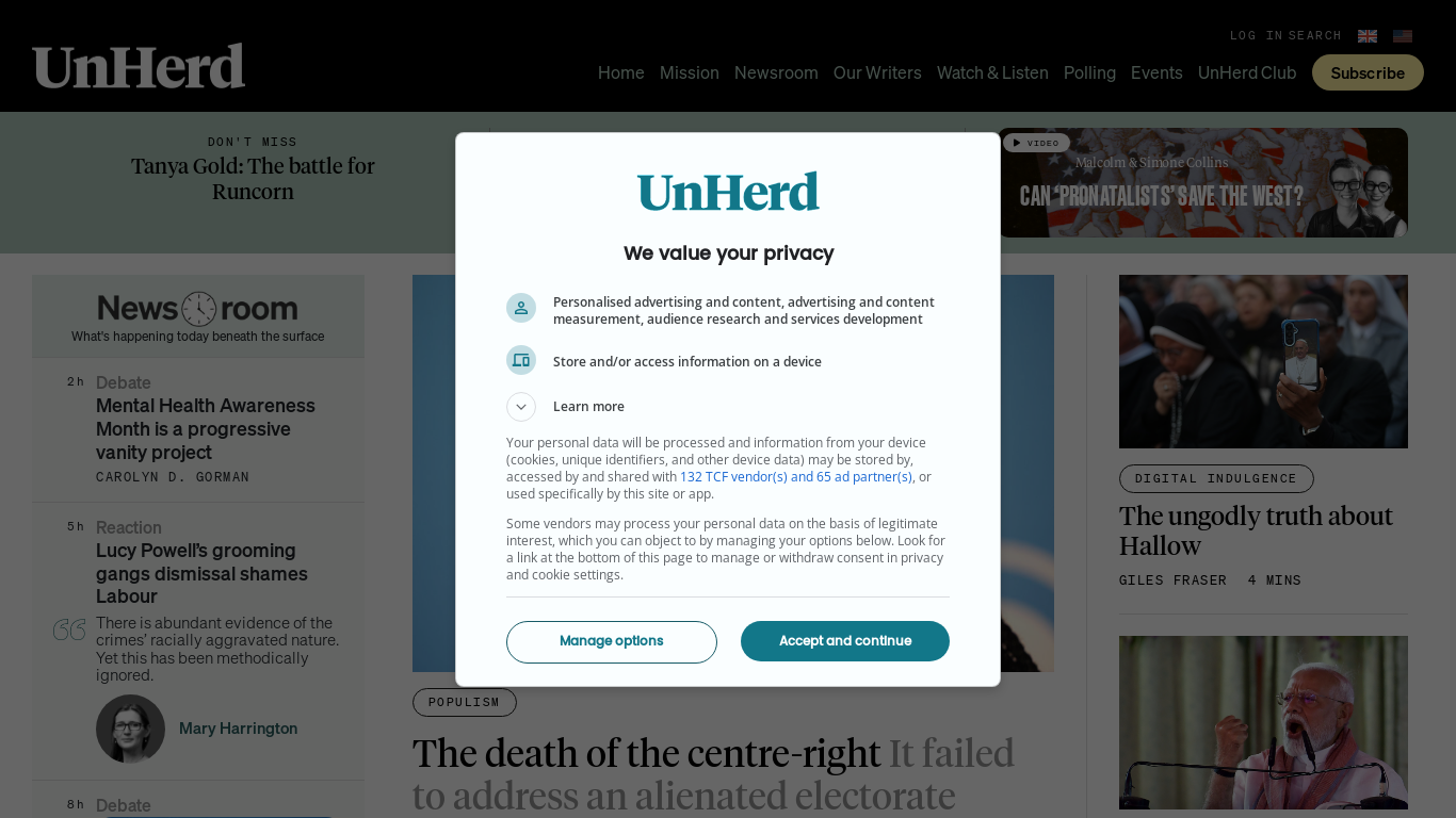 website screenshot of https://unherd.com/
