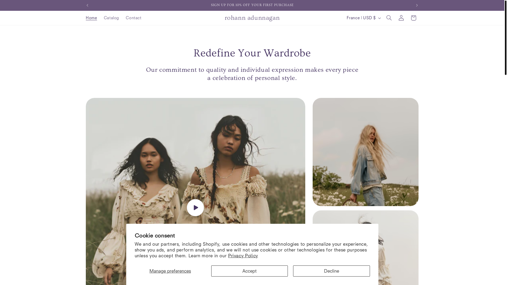 website screenshot of https://rohannadunnagan.shop/