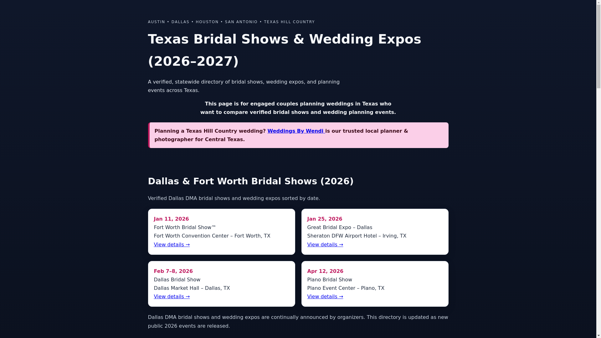 website screenshot of https://txbridalshowscom-ibv0f.kinsta.page