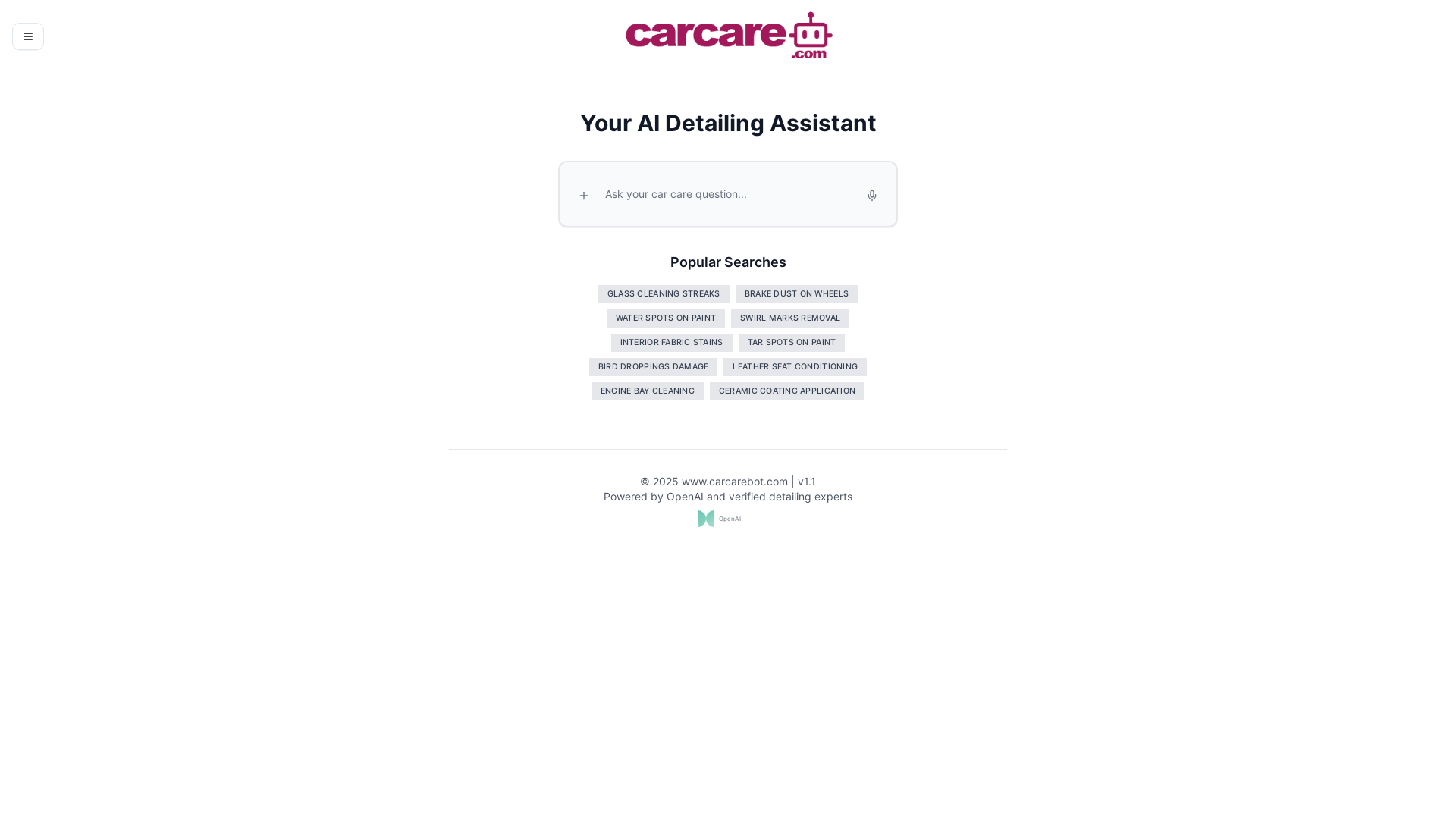 website screenshot of https://carcarebot.com/