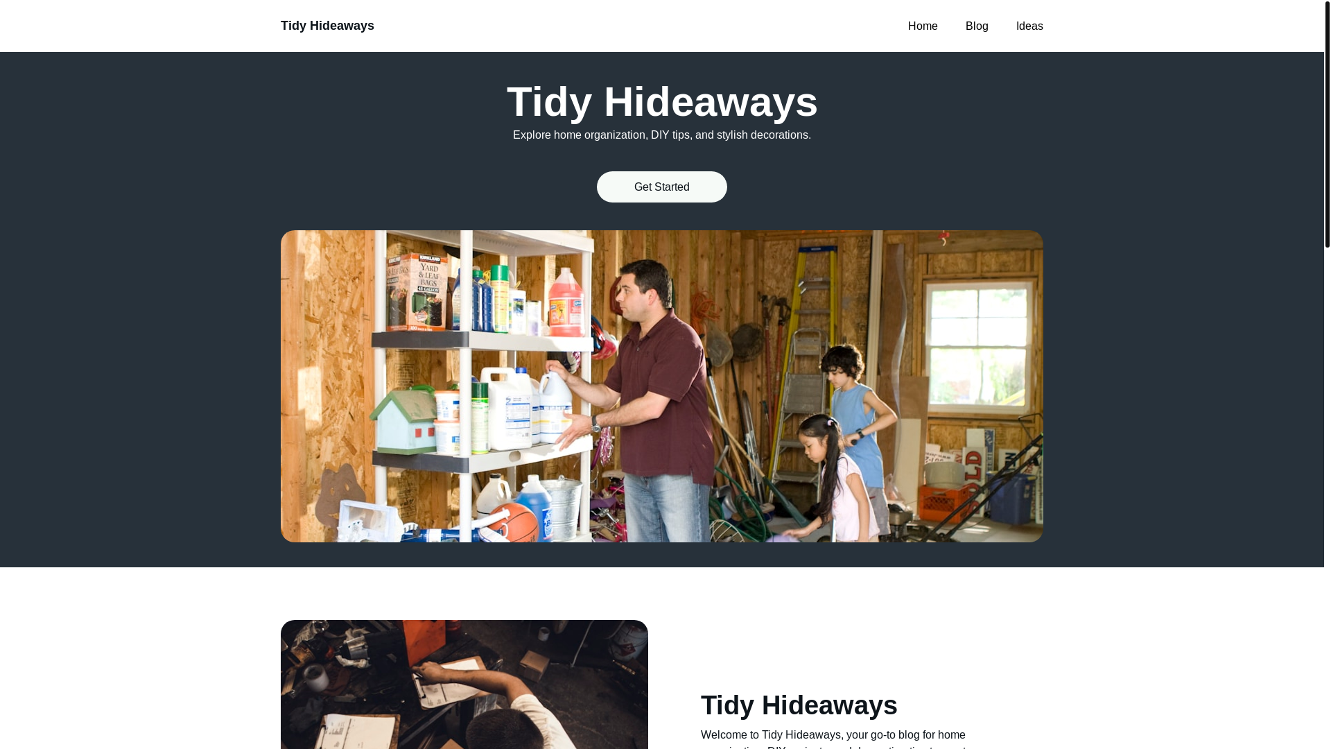 website screenshot of https://tidyhideaways.com/