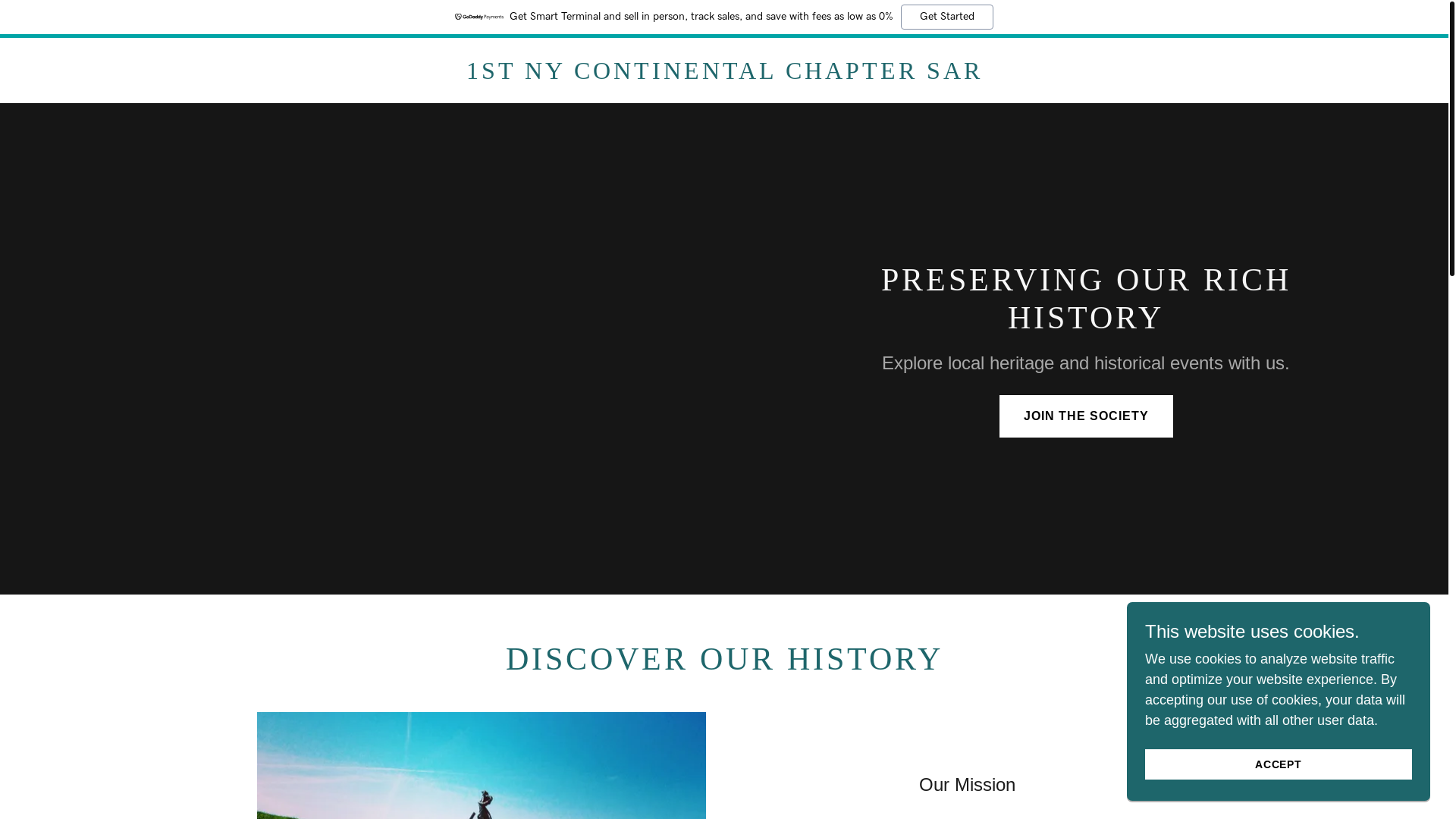 website screenshot of https://1stnycontinentalchaptersar.org/