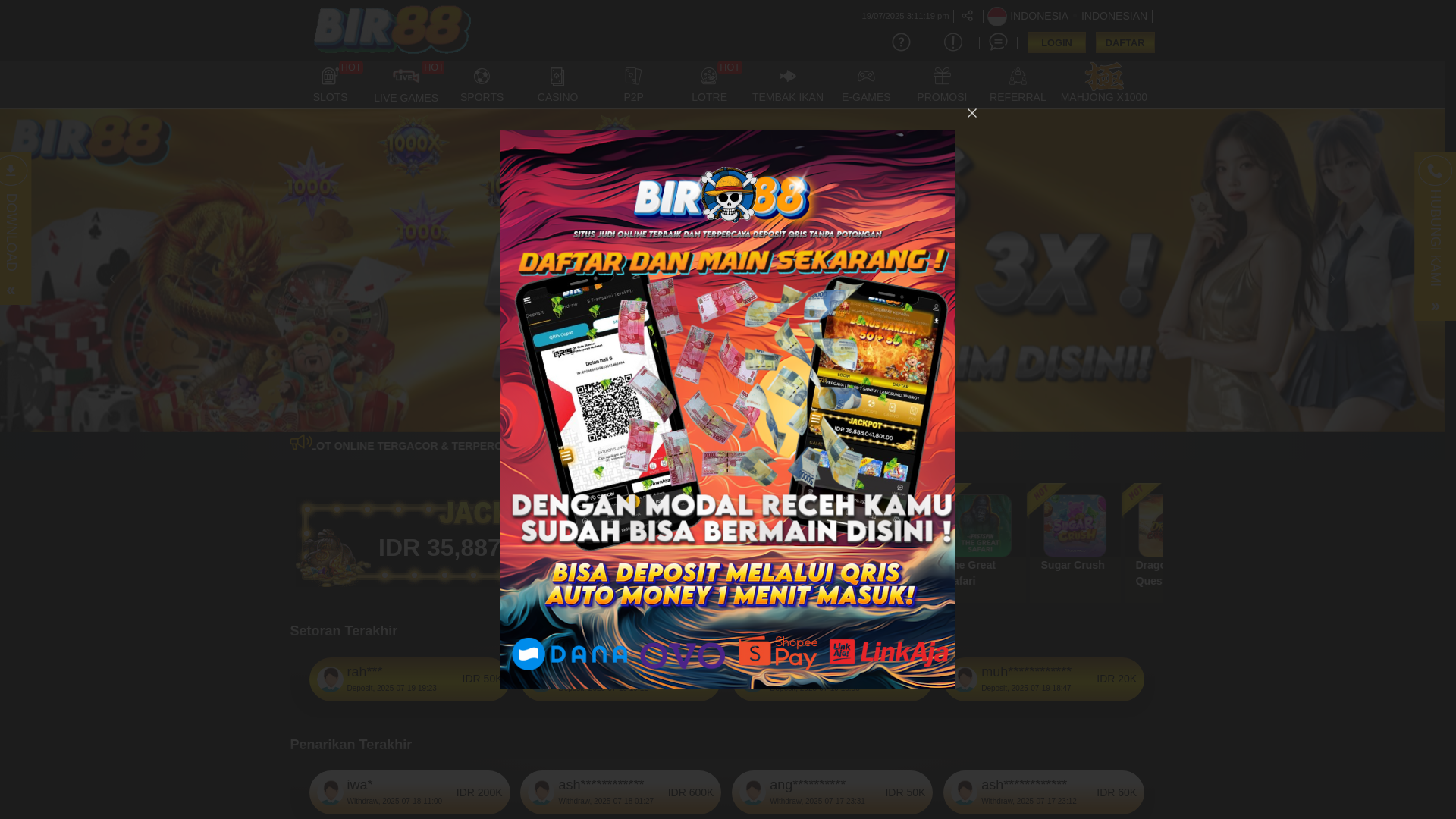 website screenshot of https://bir88merah.xyz/