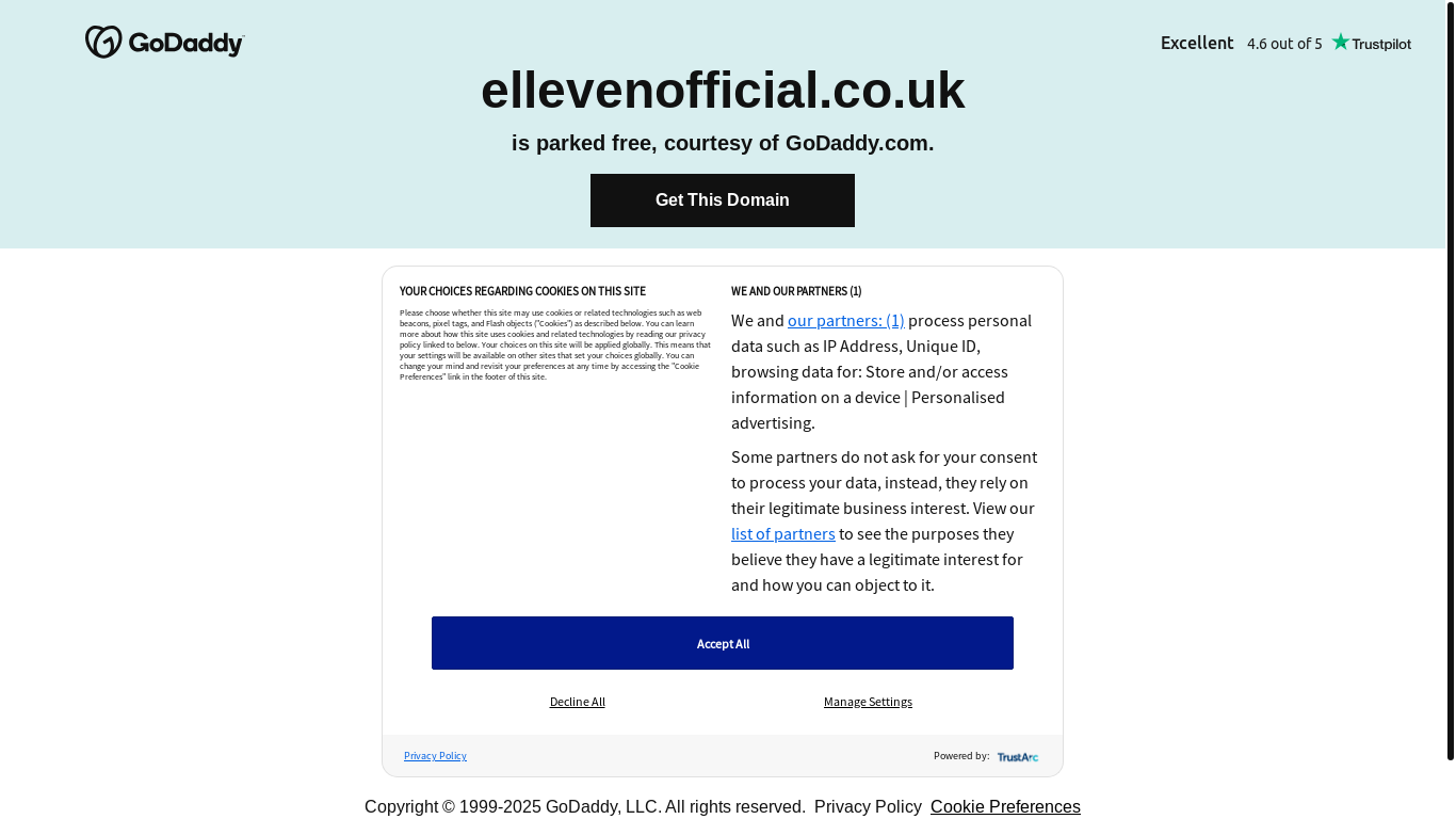 website screenshot of https://ellevenofficial.co.uk/