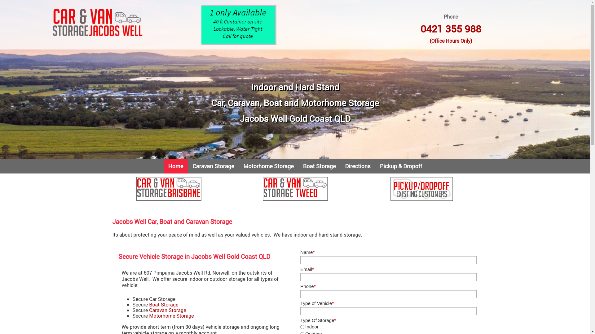 website screenshot of https://caravanstoragejacobswell.com.au/