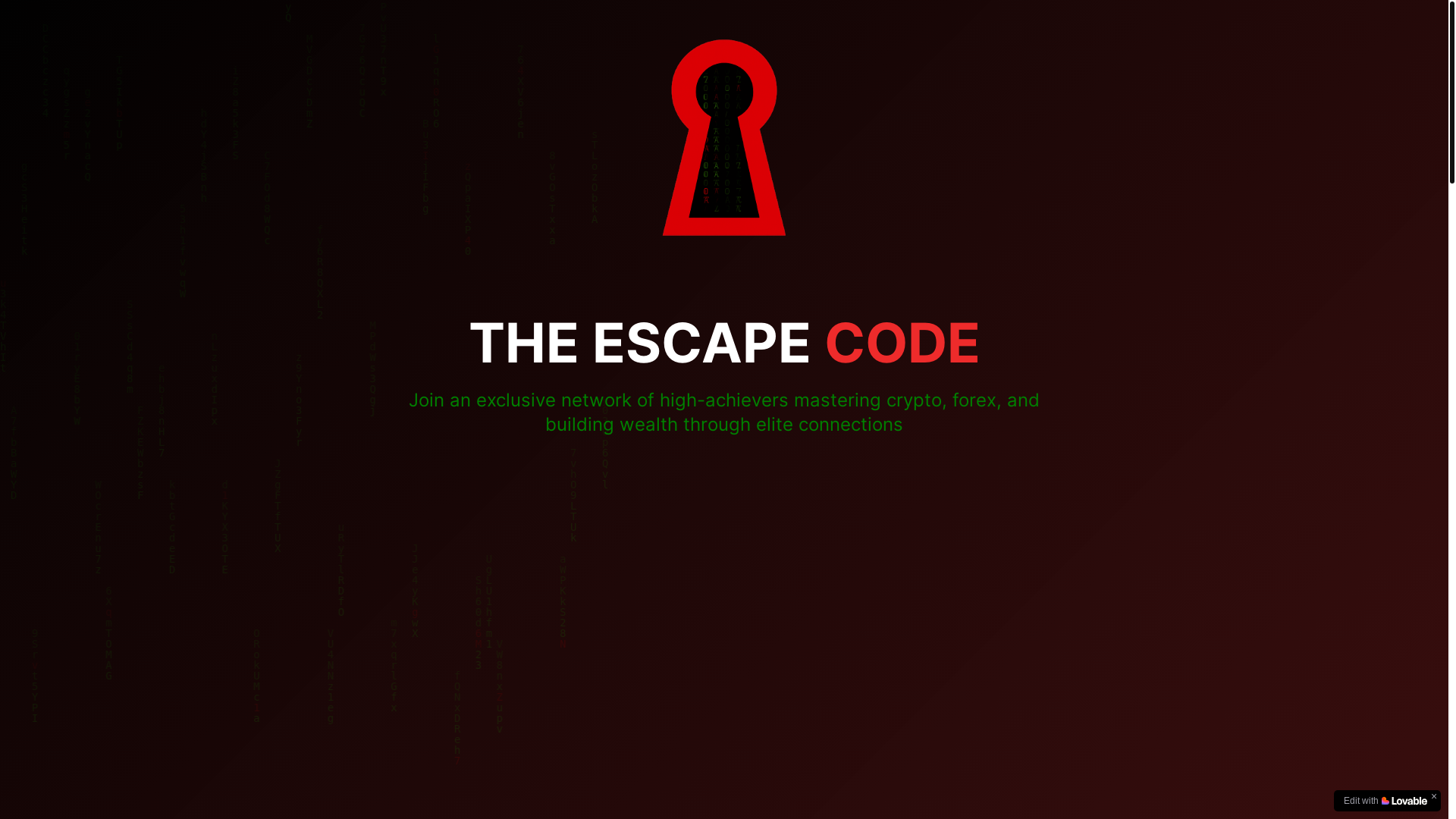 website screenshot of https://the-escape-code.com/