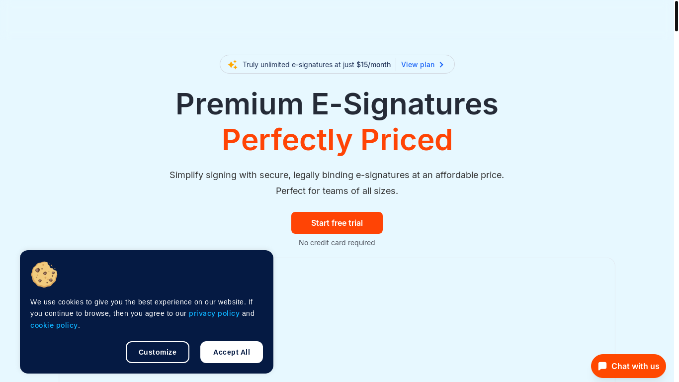 website screenshot of https://boldsign.com/