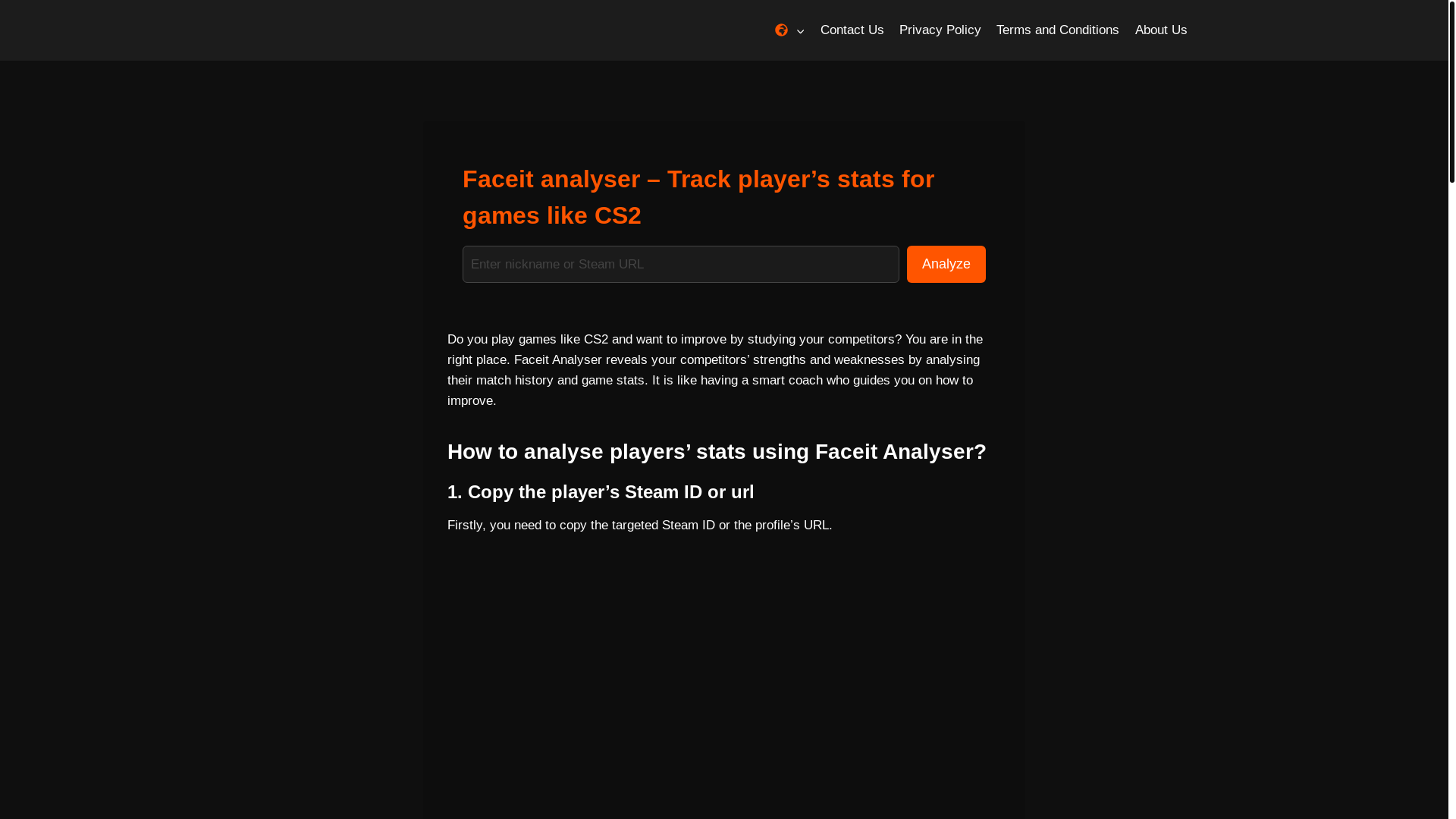 website screenshot of https://faceitanalyser.net/