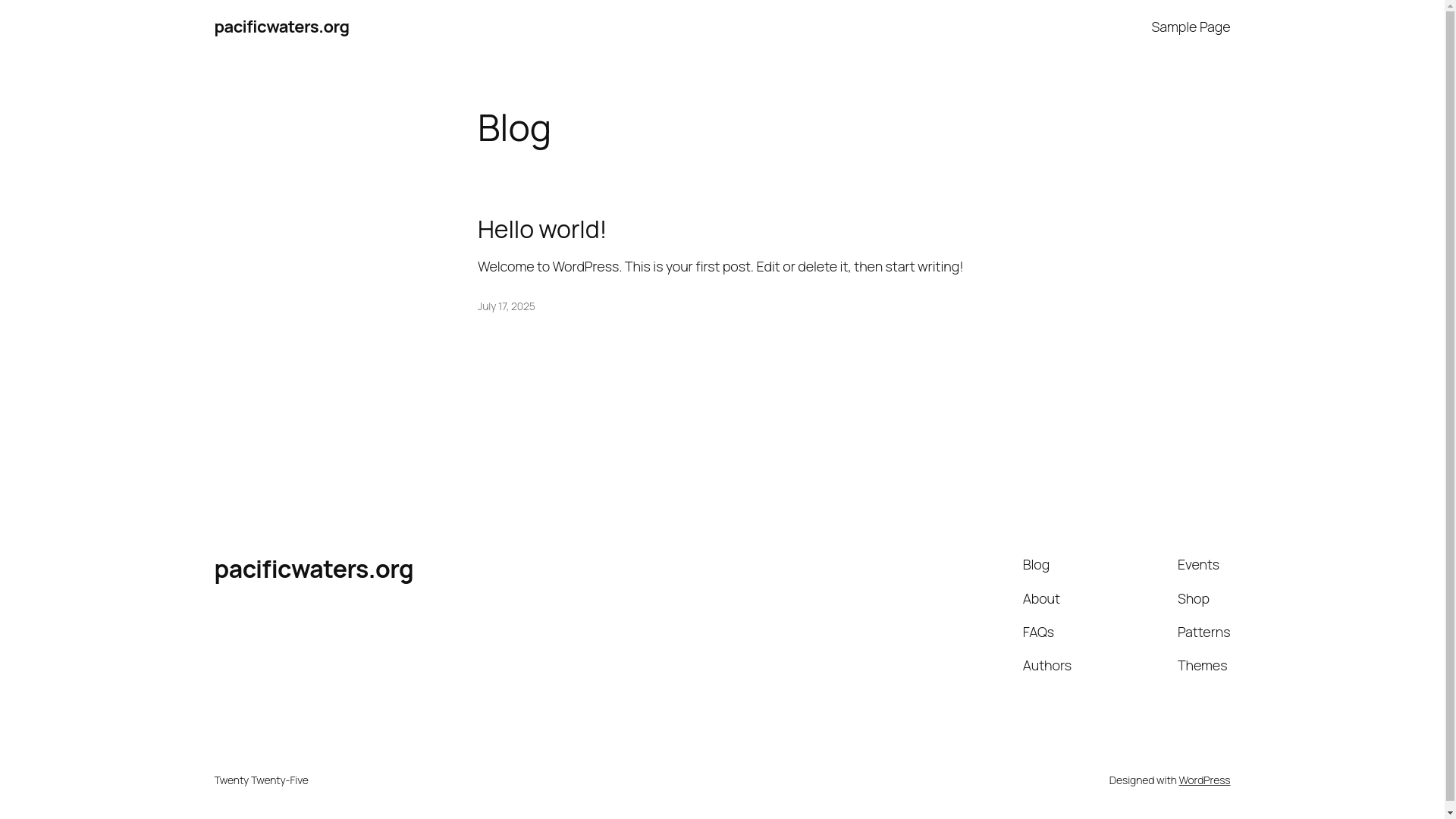 website screenshot of https://pacificwaters.org/
