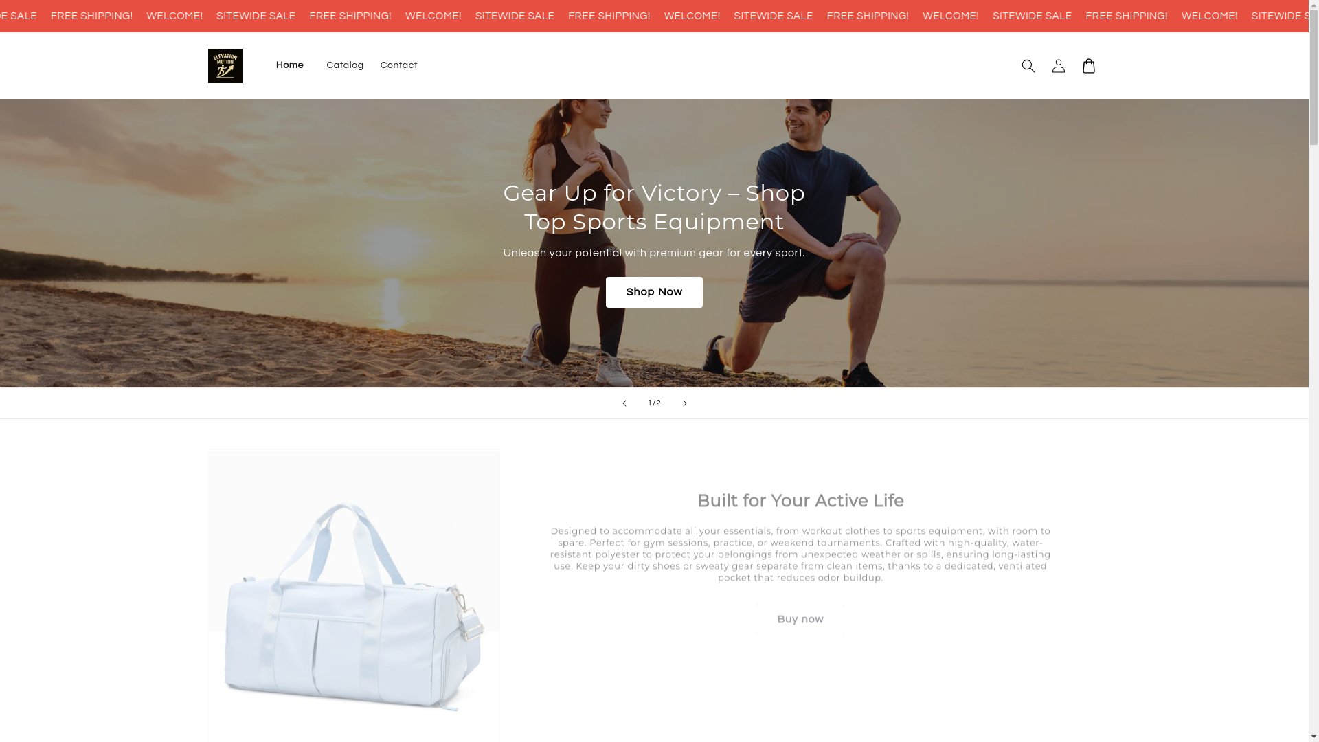 website screenshot of https://elevationmotion.store/