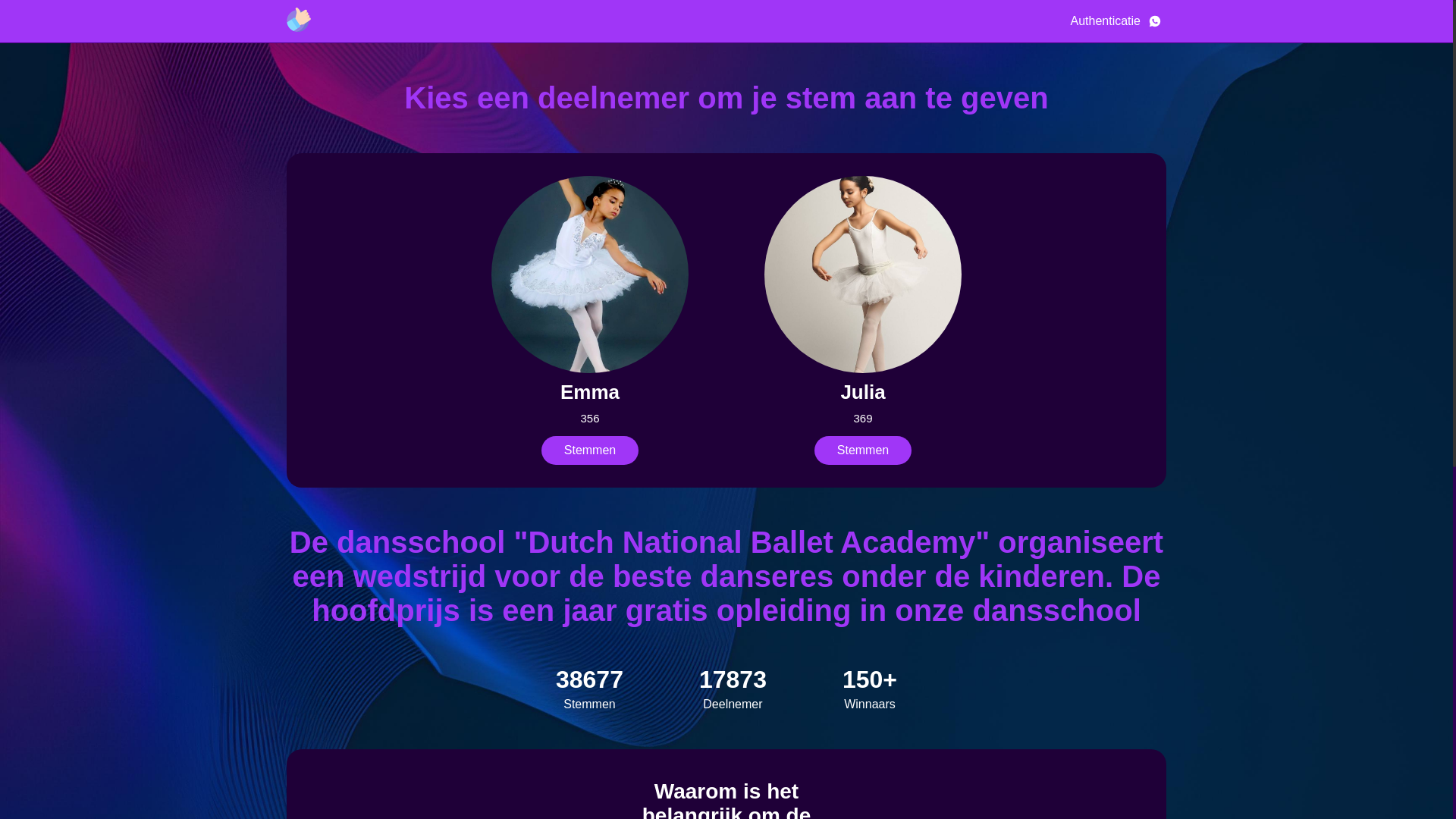 website screenshot of https://danceacademy.life/home/votend