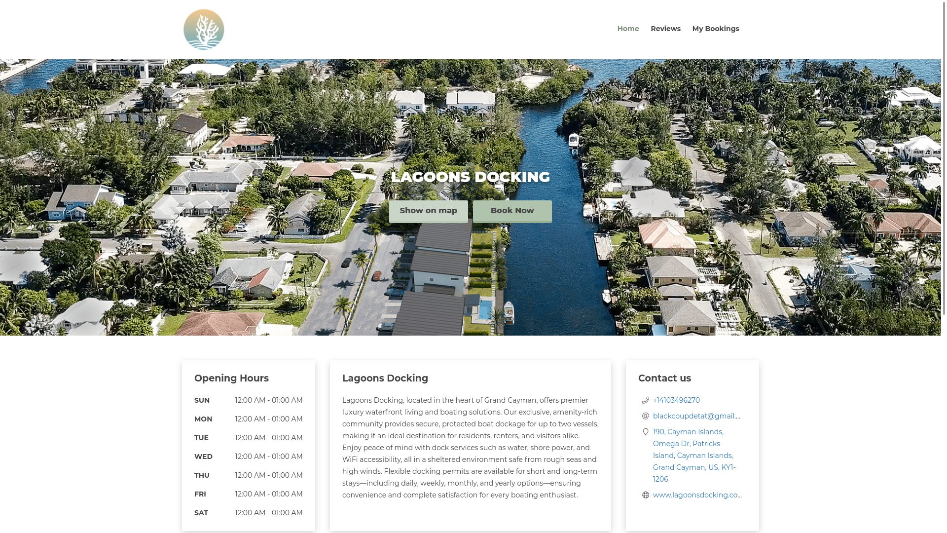 website screenshot of https://lagoonsdocking.com/