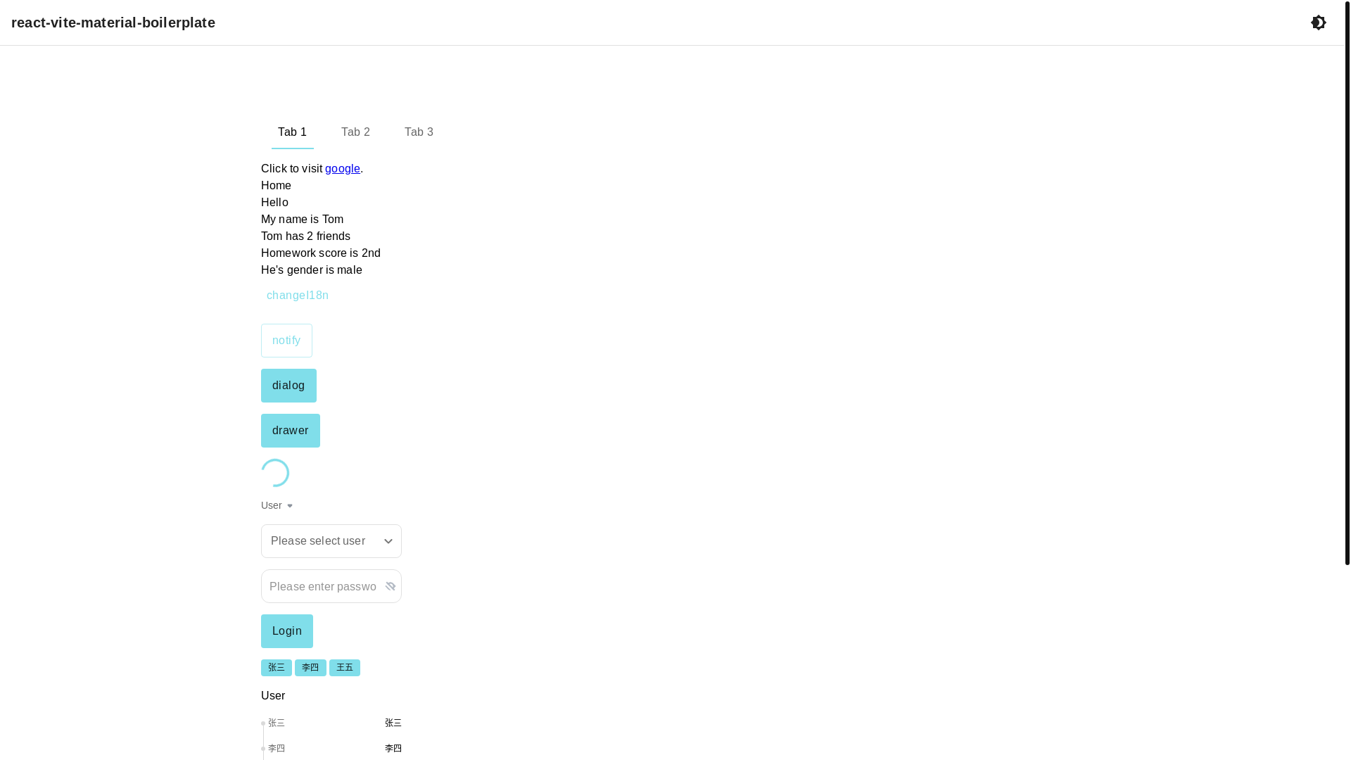 website screenshot of https://react-vite-material-boilerplate.pages.dev/