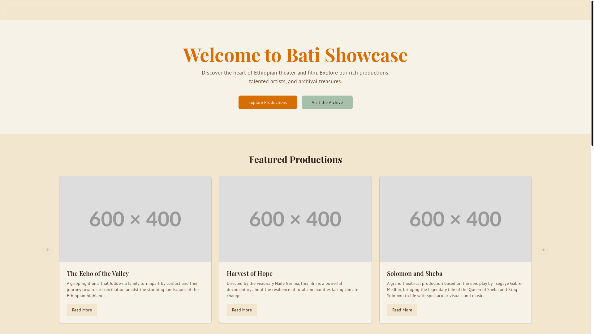 website screenshot of https://batitheatre.com.et/