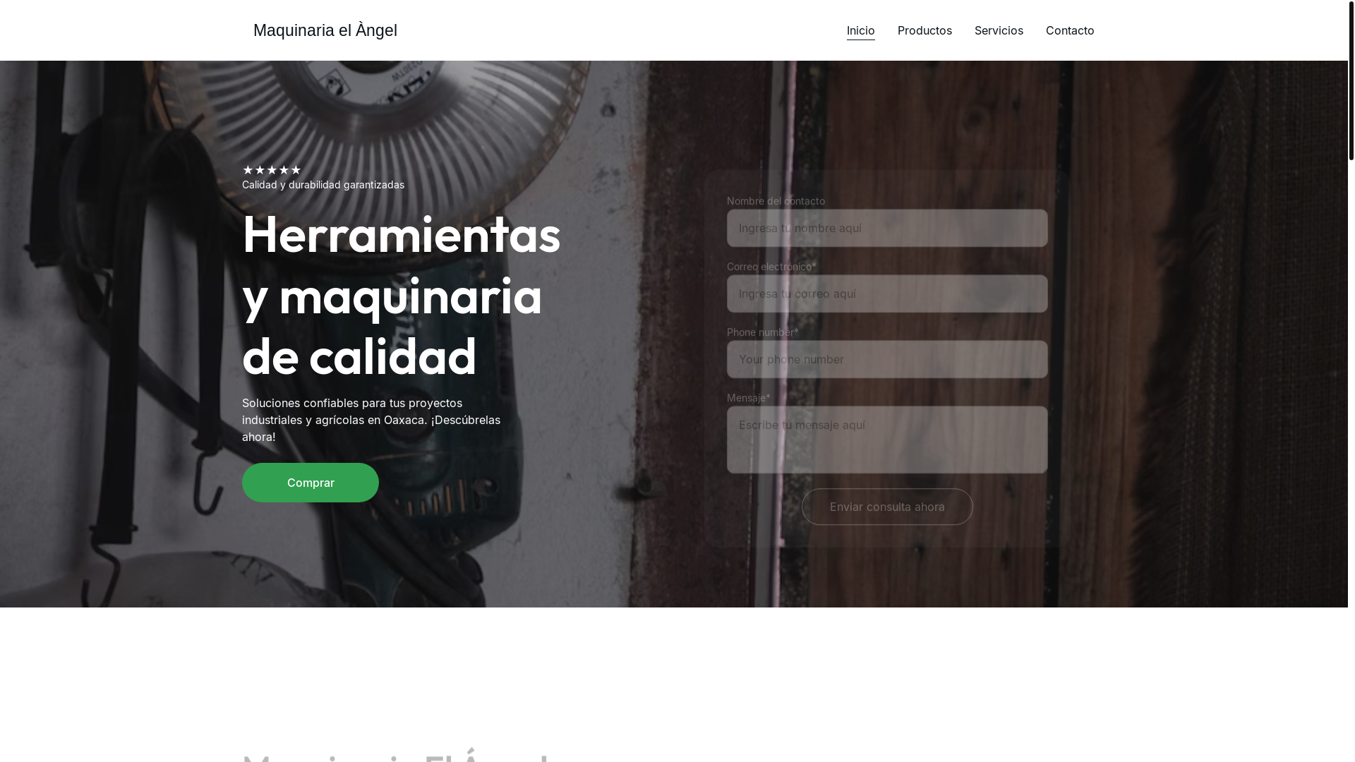 website screenshot of https://xn--maquinariaelngel-8lb.com/