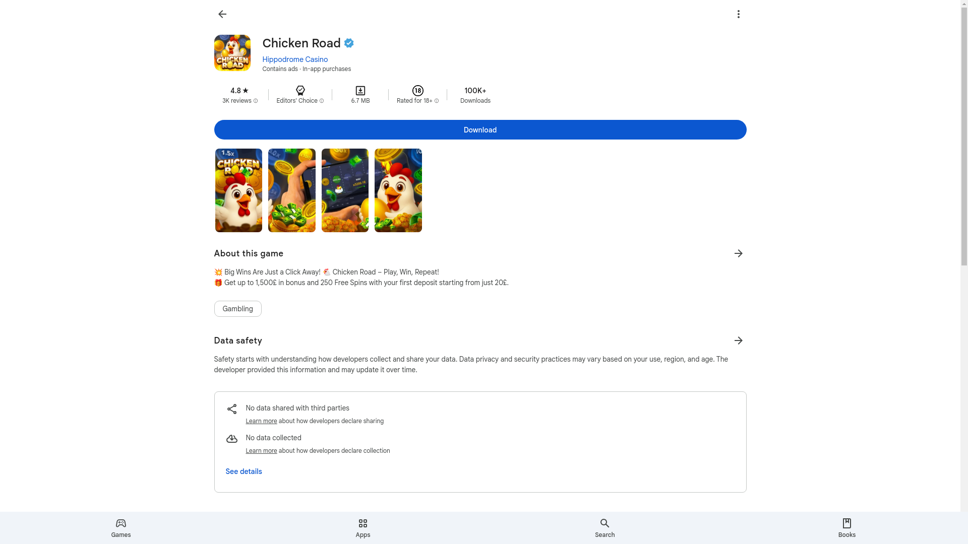 website screenshot of https://chickens-play.click/