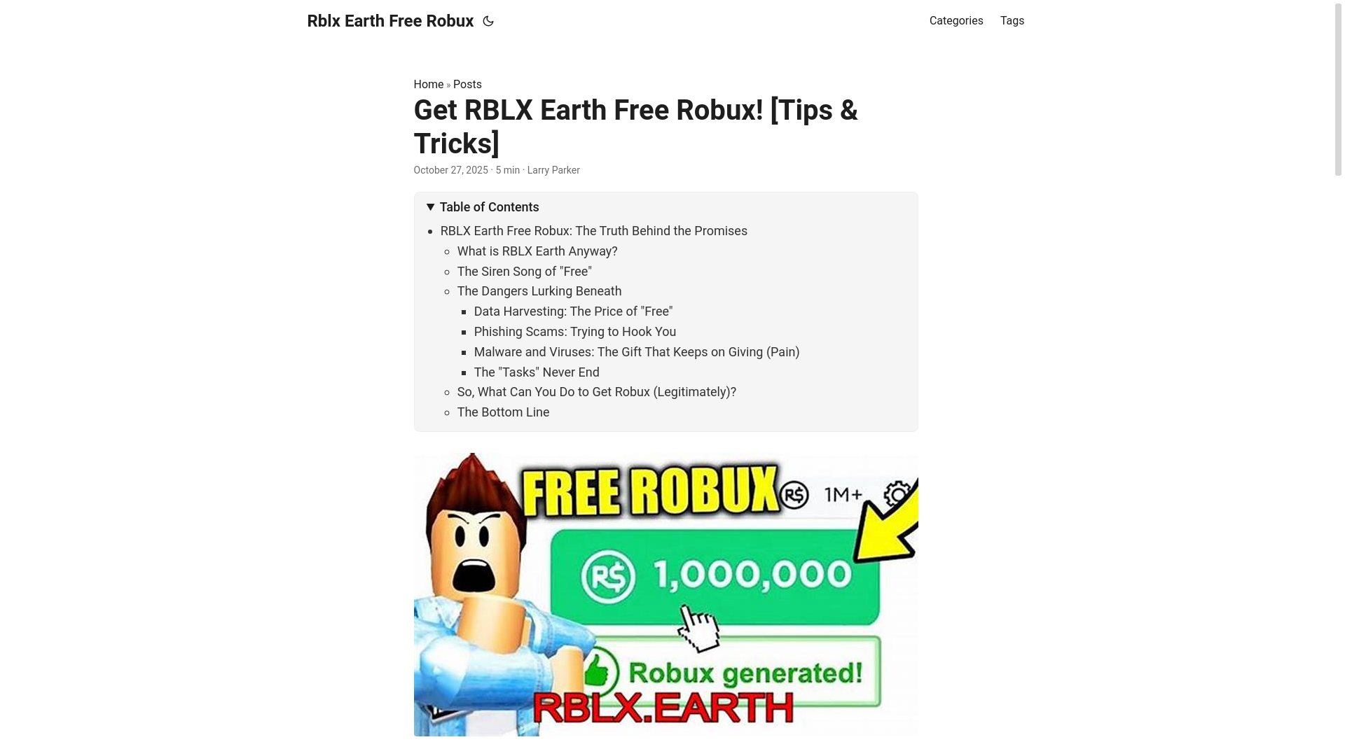 website screenshot of https://rblx-earth-free-robux.pages.dev/
