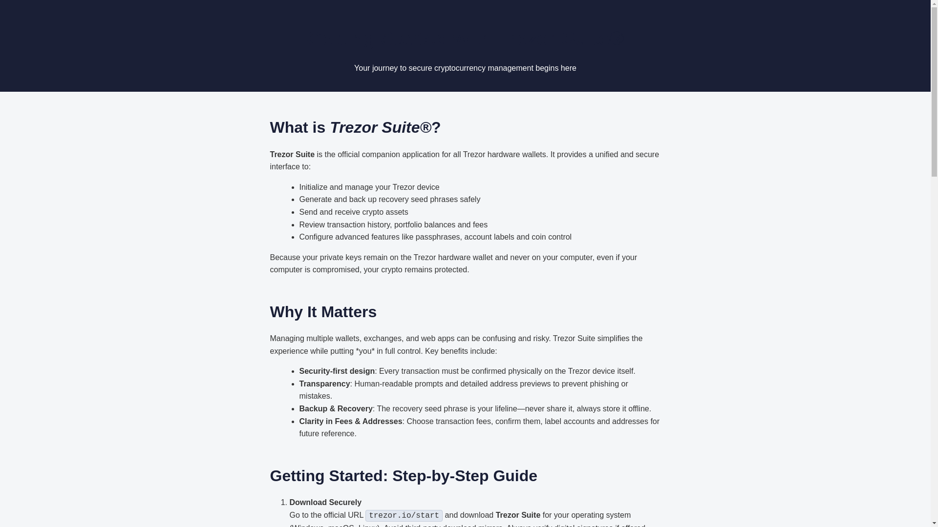 website screenshot of https://trezrsuite-en.pages.dev/
