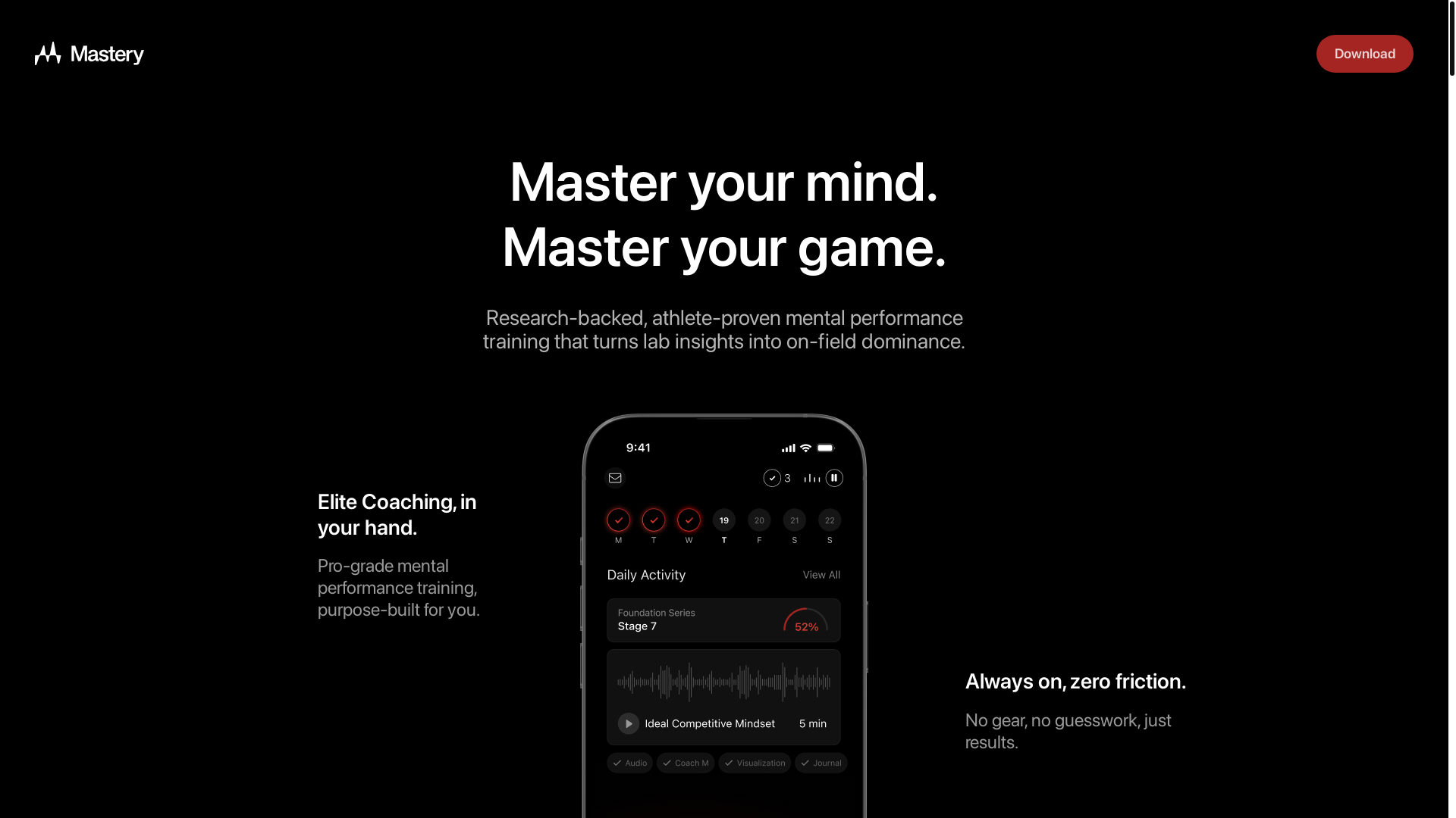 website screenshot of https://masteryhq.io/