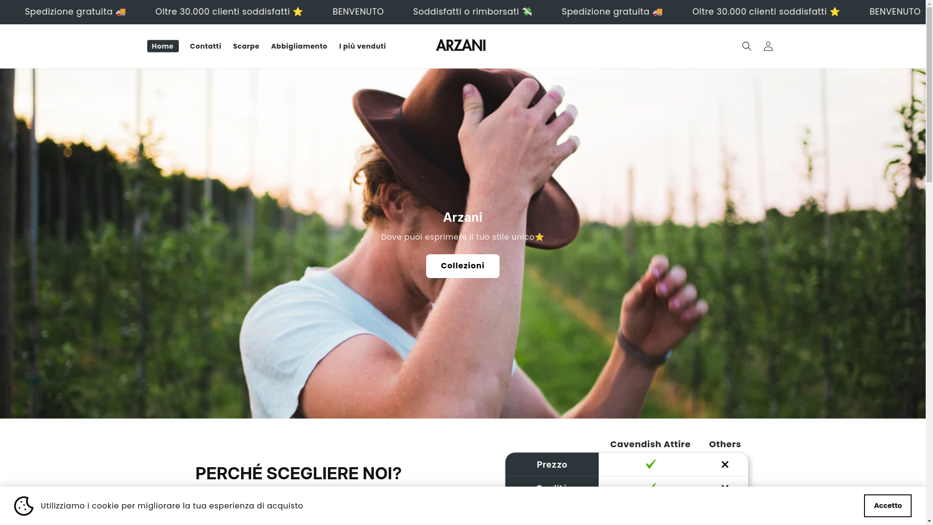 website screenshot of https://cavendishattire.com/