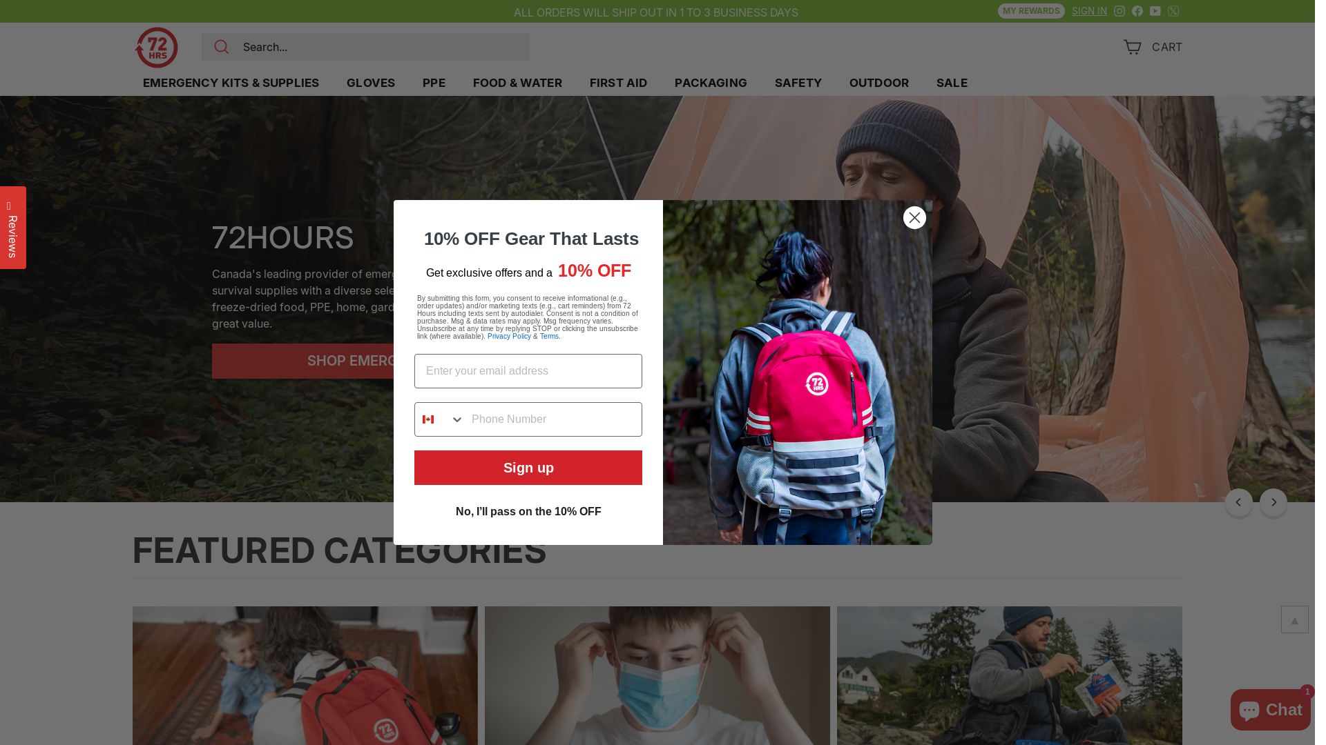 website screenshot of https://72hrs.ca/