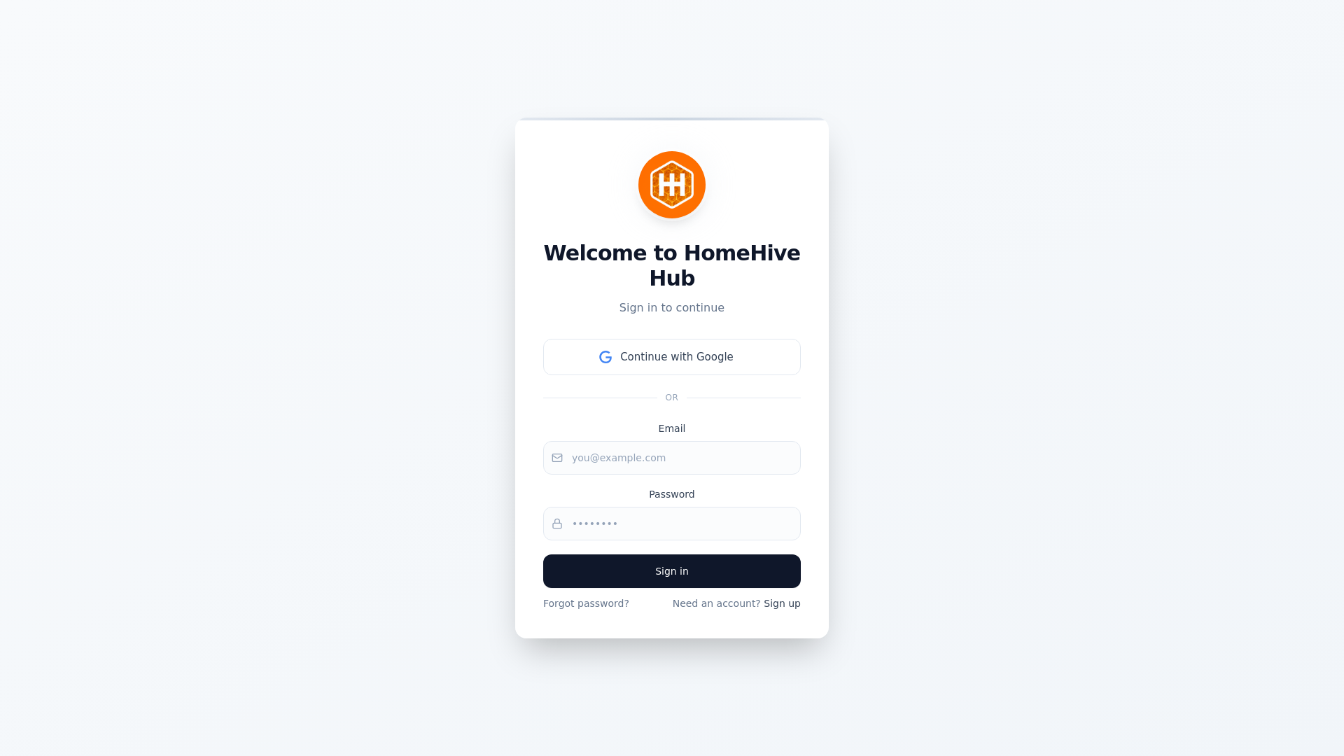 website screenshot of https://home-hive.app/